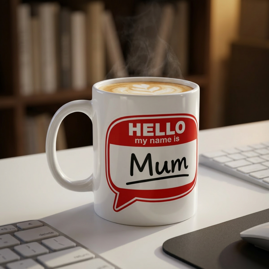 Mug — "Hello My Name Is Mum" 11oz Ceramic Coffee Cup