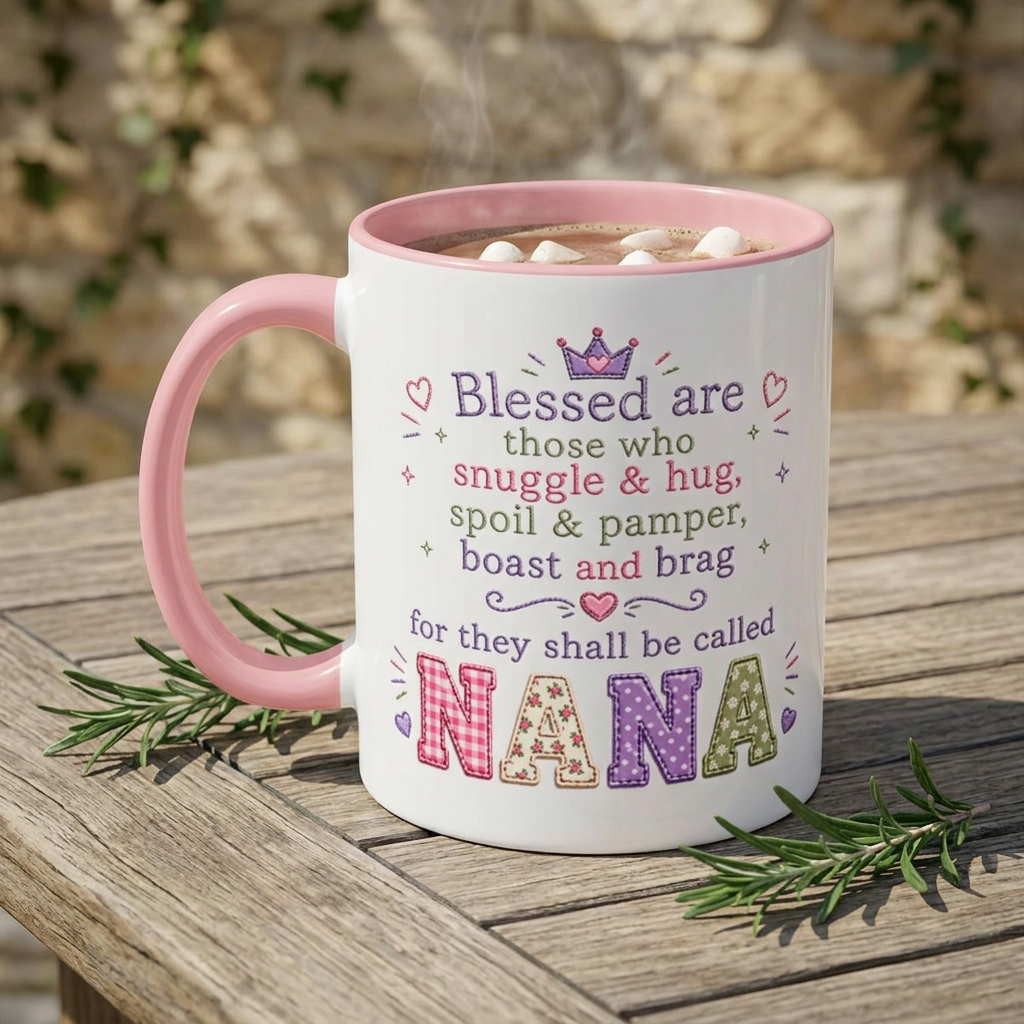 'NANA' Pink Accent Coffee Mug – 'You Are Loved' Inspirational Floral Design, 11/15 oz