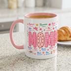 "MOMMY" Accent Coffee Mug – Multilingual 'Mom' Floral Pink 11/15oz