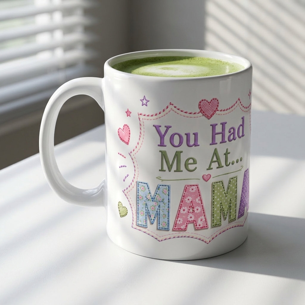 Mama Patchwork Mug — Soft Pastel Sentimental 11oz Coffee Cup
