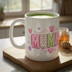 Mum Mug — Colorful Patchwork 'MUM' Ceramic Coffee Cup, Mother's Day Gift