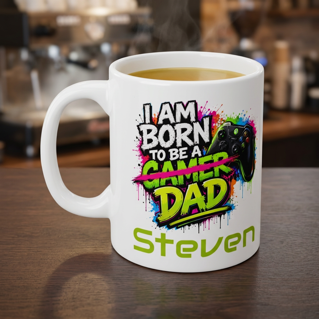 "I Am Born to Be a Gamer Dad" Mug — Personalised