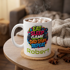 "Eat Sleep Game Dad Stuff Repeat"  Mug— Personalised