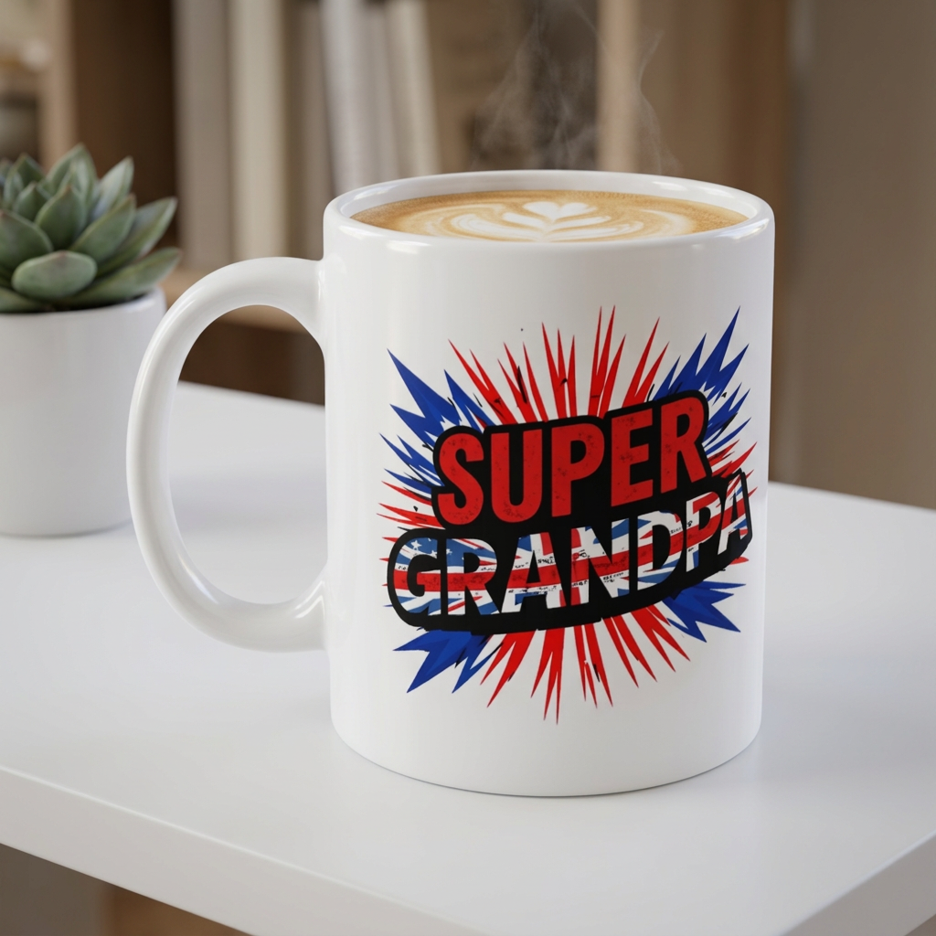 Super GRANDPA Union Jack Flag Mug