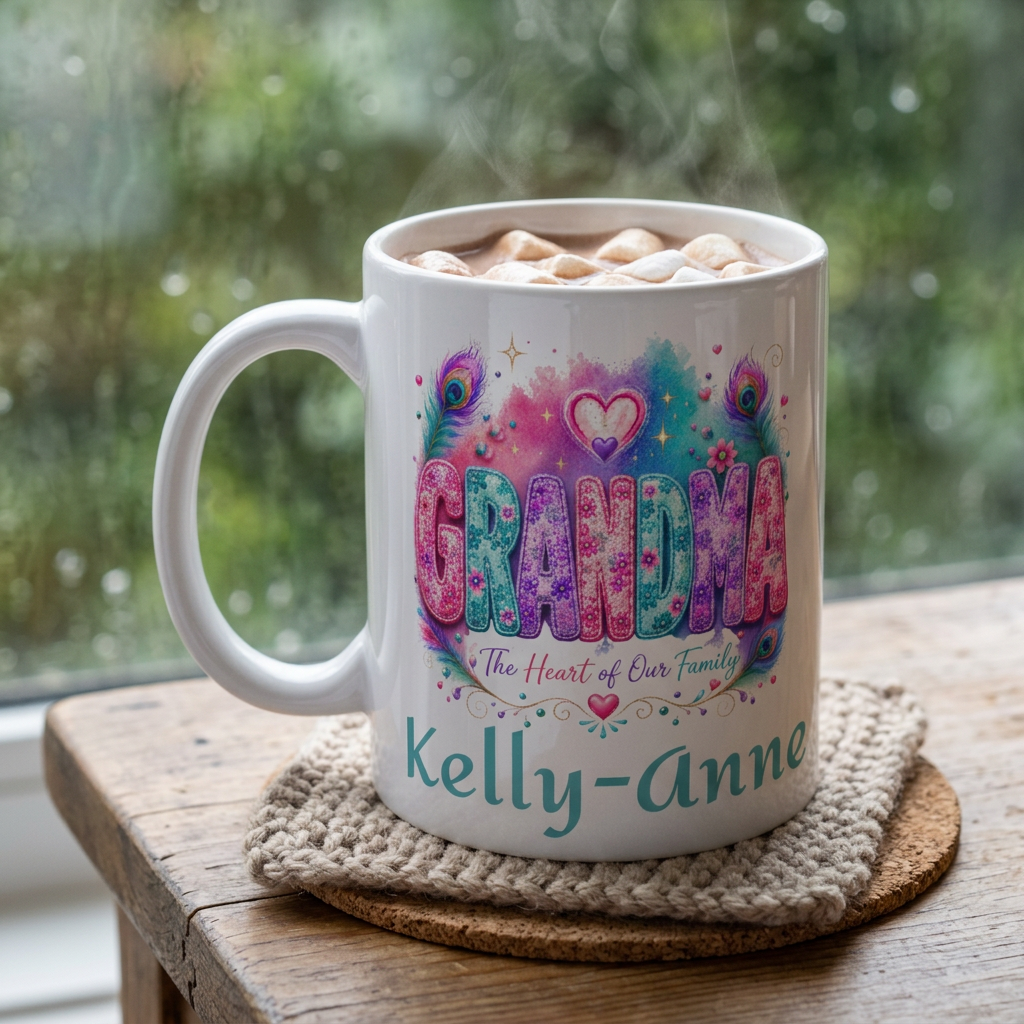 GRANDMA: "The Heart of Our Family" Mug — Personalised