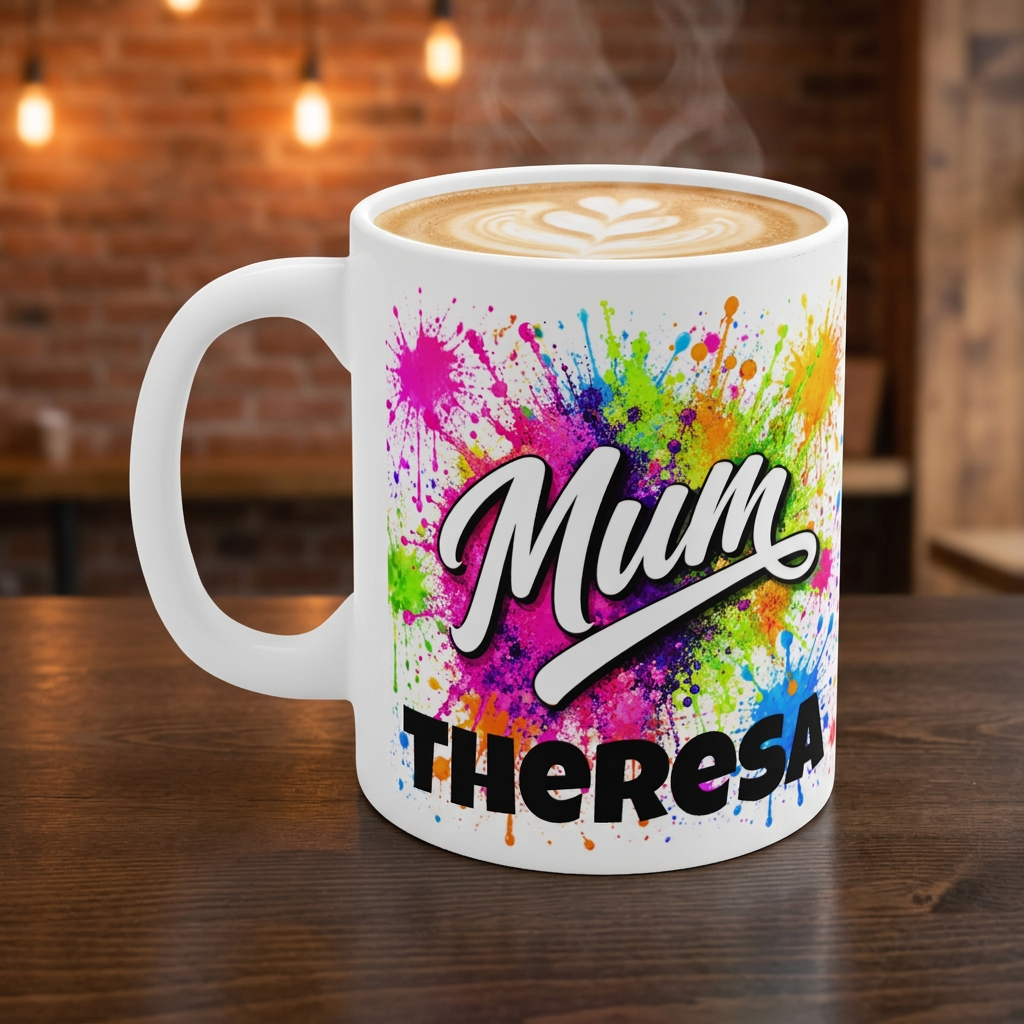 MUM - Colourful Paint Splatter Mug - Personalised