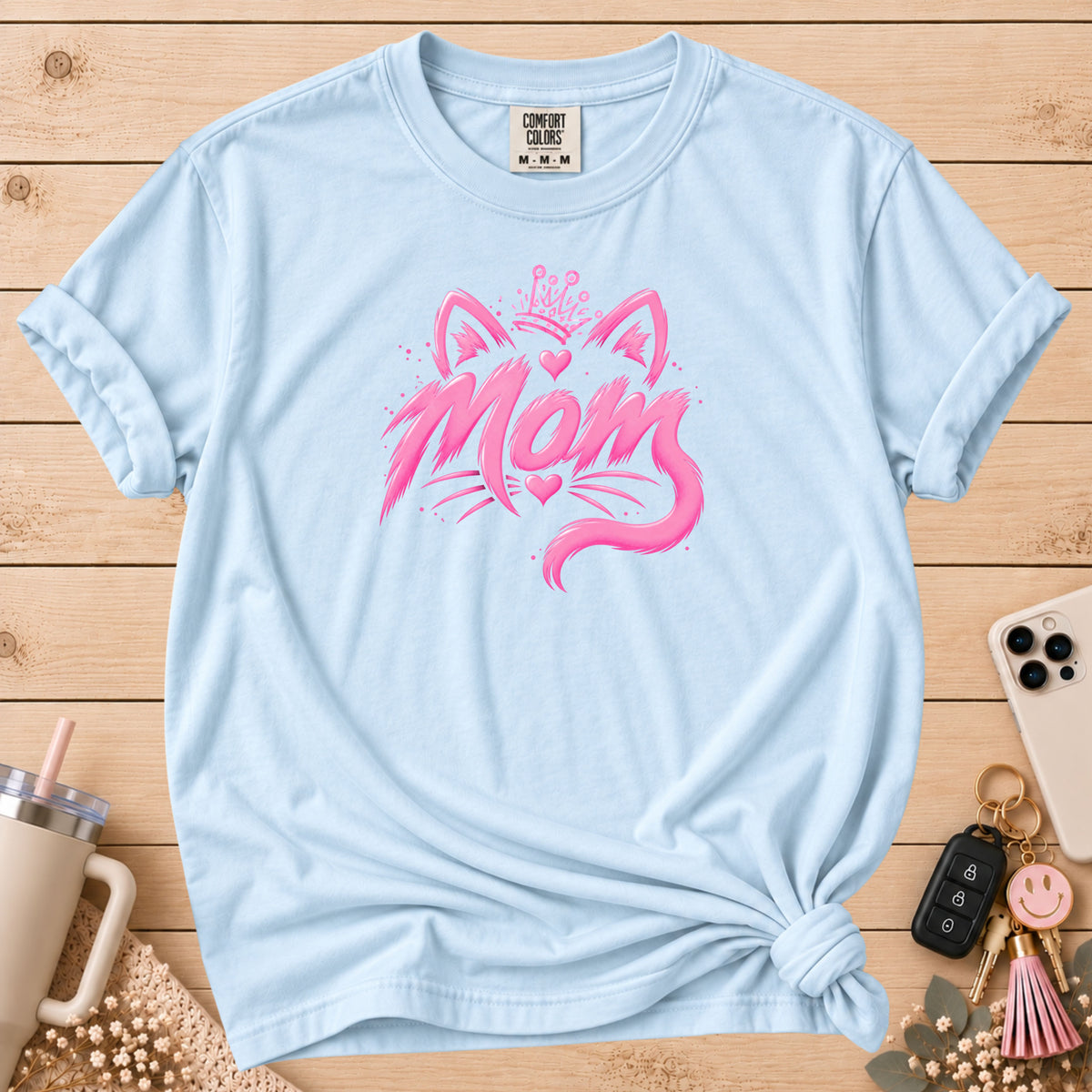 Mom Pink Crowned Cat T-Shirt