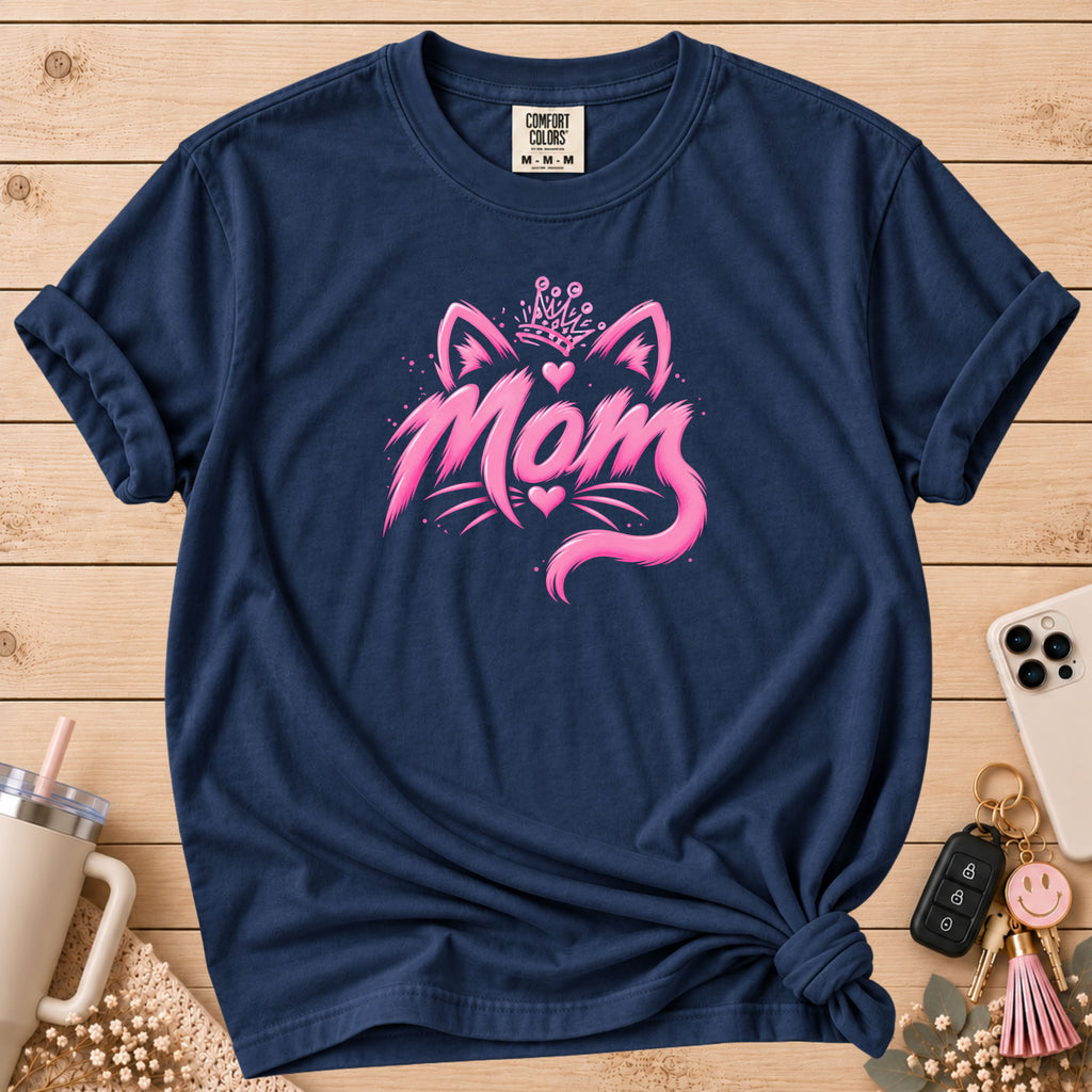 Mom Pink Crowned Cat T-Shirt