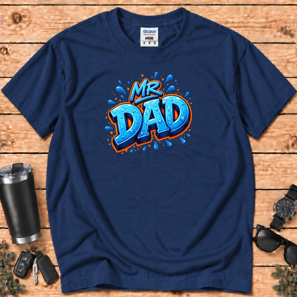 "Mr. Dad" Blue Graffiti Father T-Shirt