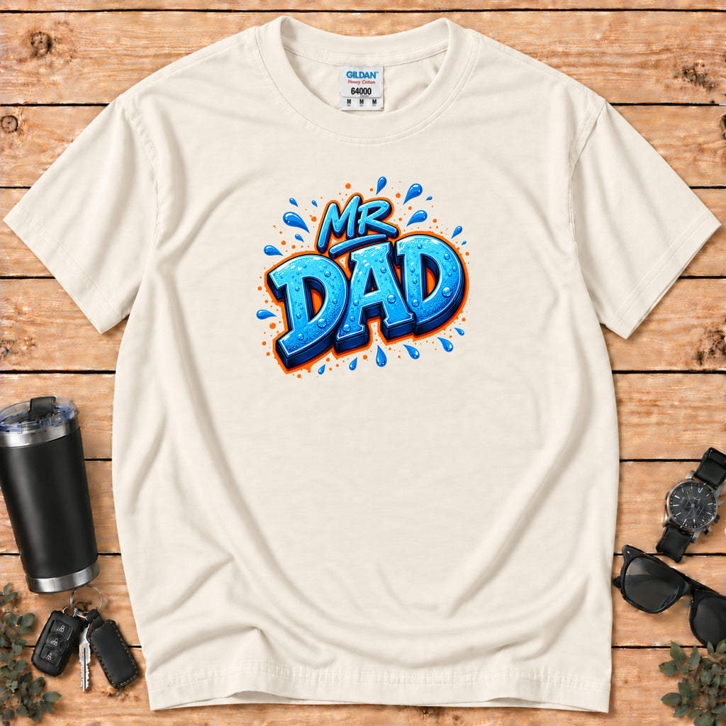 "Mr. Dad" Blue Graffiti Father T-Shirt