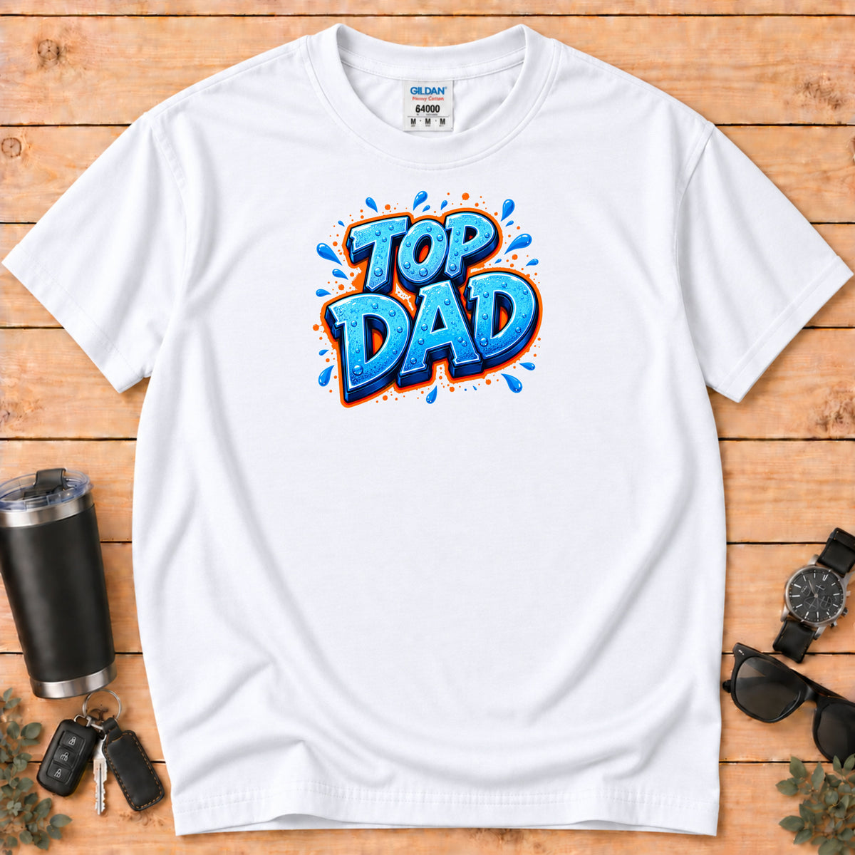 "Top Dad" Blue Graffiti Father T-Shirt