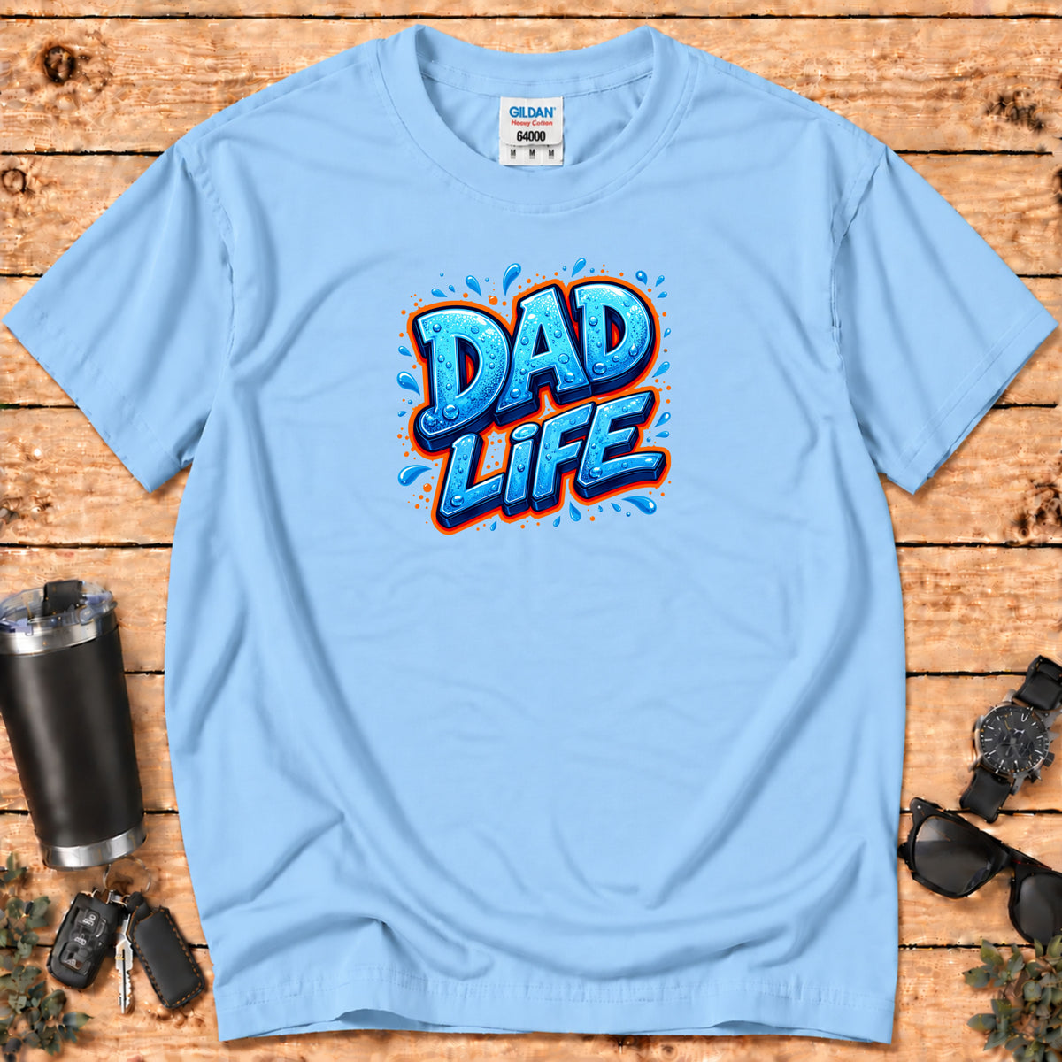 "Dad Life" Blue Graffiti Father T-Shirt