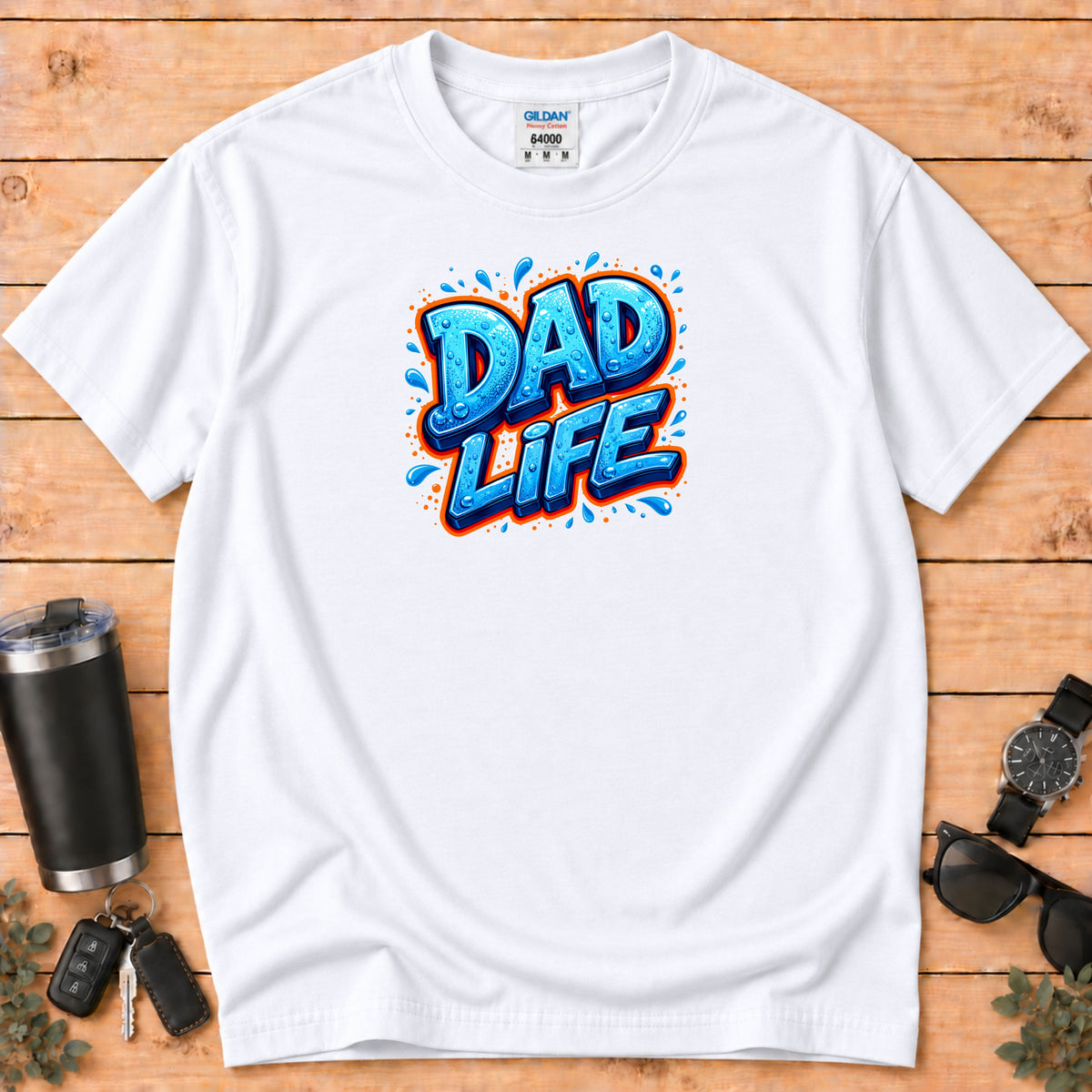 "Dad Life" Blue Graffiti Father T-Shirt