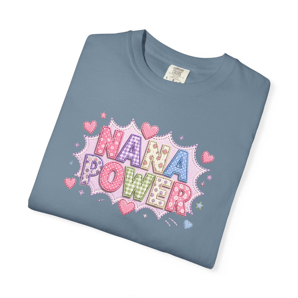 Nana Power T-Shirt — Playful Retro Heart Graphic for Grandmother Gifts