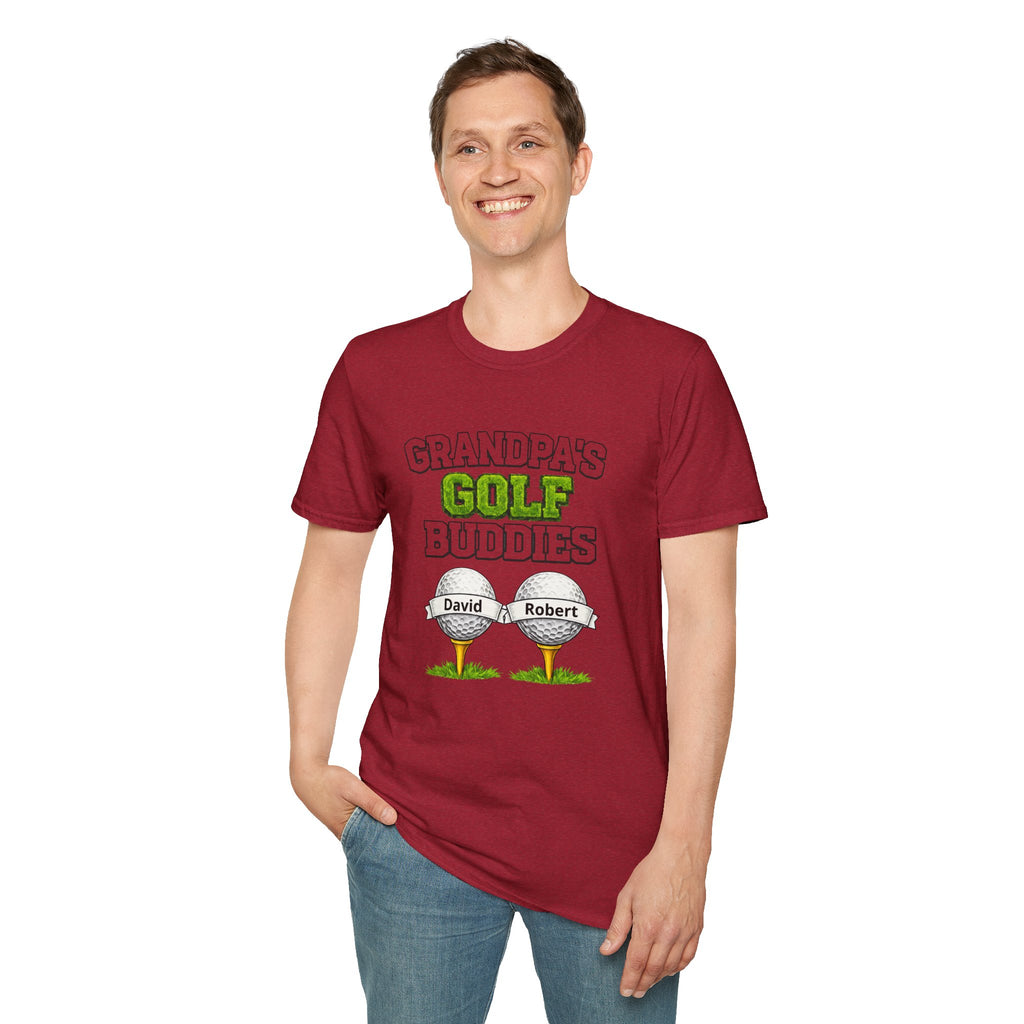 Grandpa’s Golf Buddies T-Shirt — Personalized Names on Golf Balls