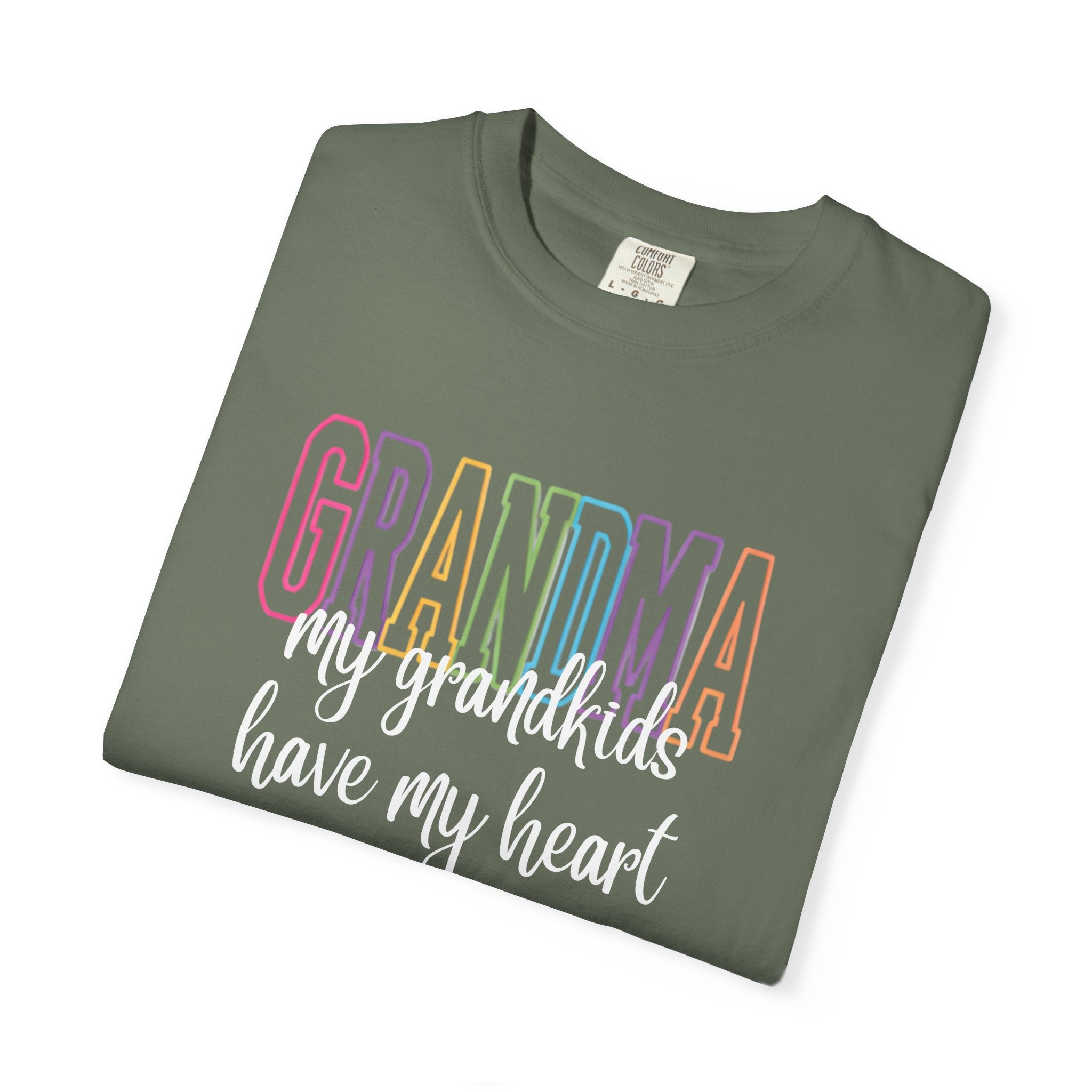 Grandma T-Shirt — "My Grandkids Have My Heart" Pastel Graphic Tee