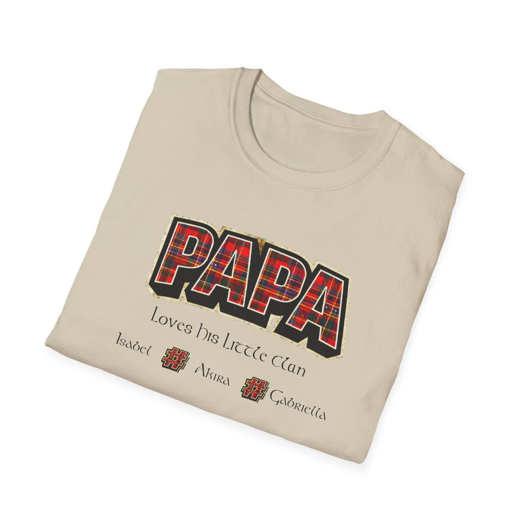 Papa Plaid T-Shirt – "Papa Loves his Little Clan" Grandfather Gift for Father's Day
