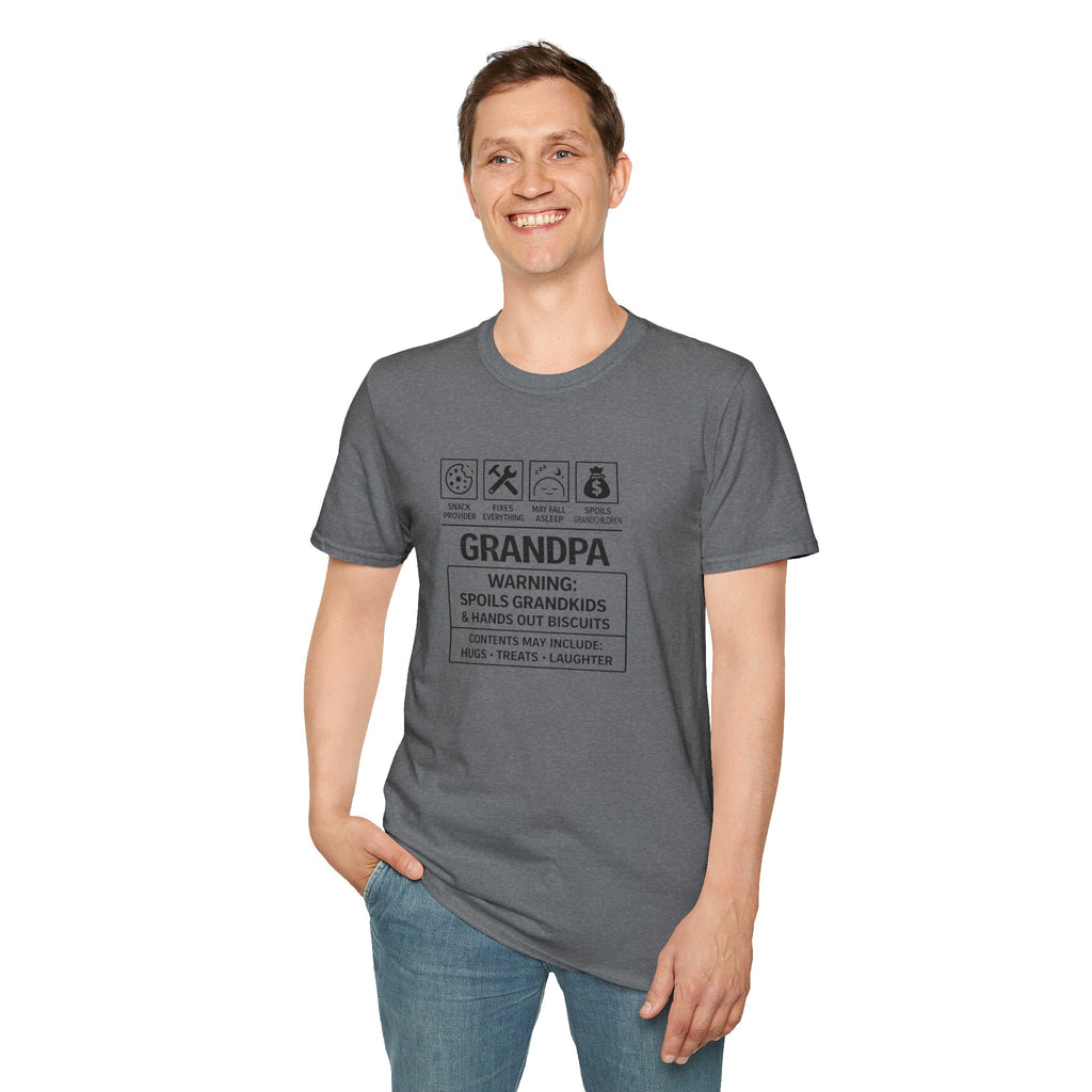 Grandpa Warning T-Shirt – ‘Spoils Grandkids & Hands Out Biscuits’ Funny Grandpa Tee