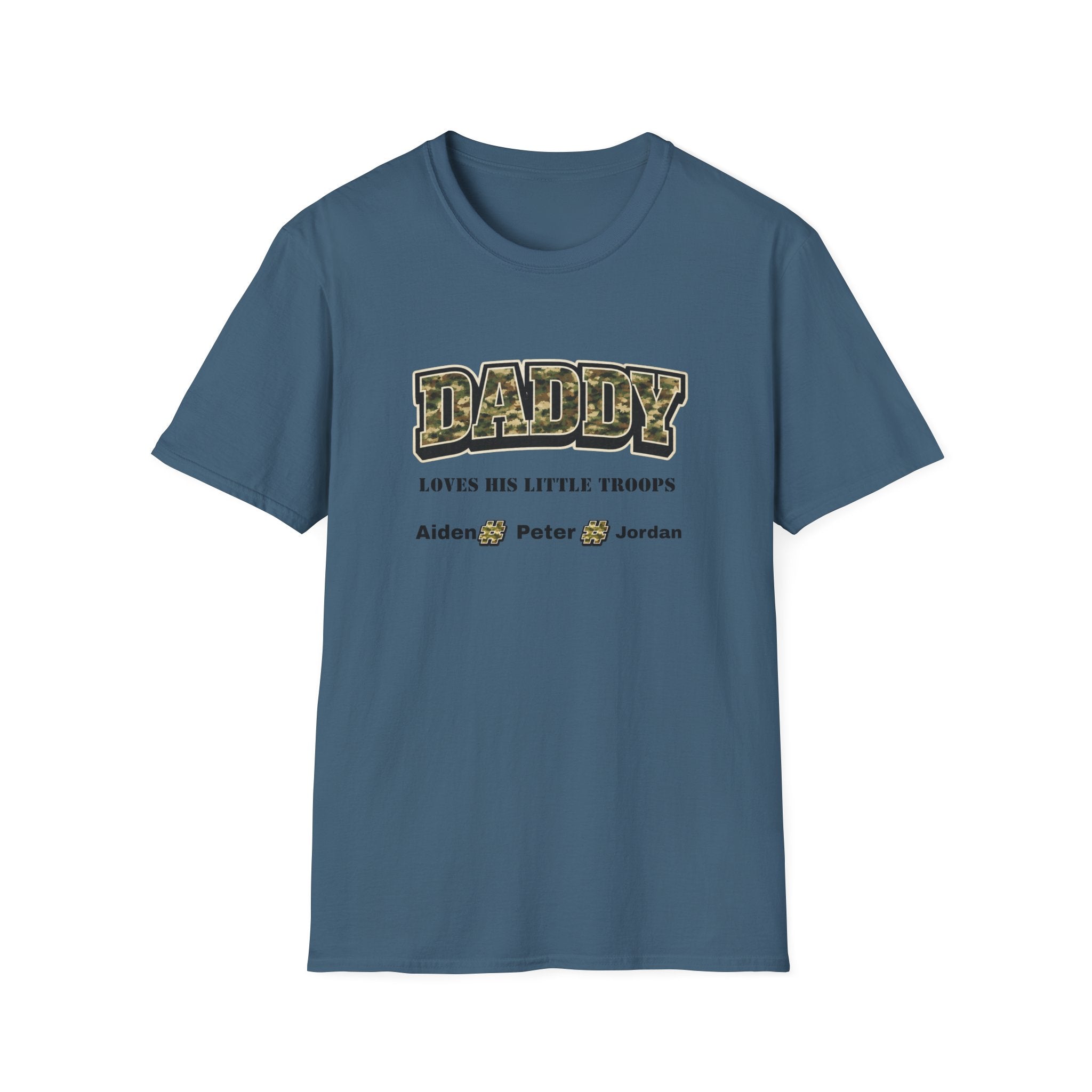 Daddy Loves His Little Troops Personalized Camo T-Shirt — Custom Name Father's Day Gift