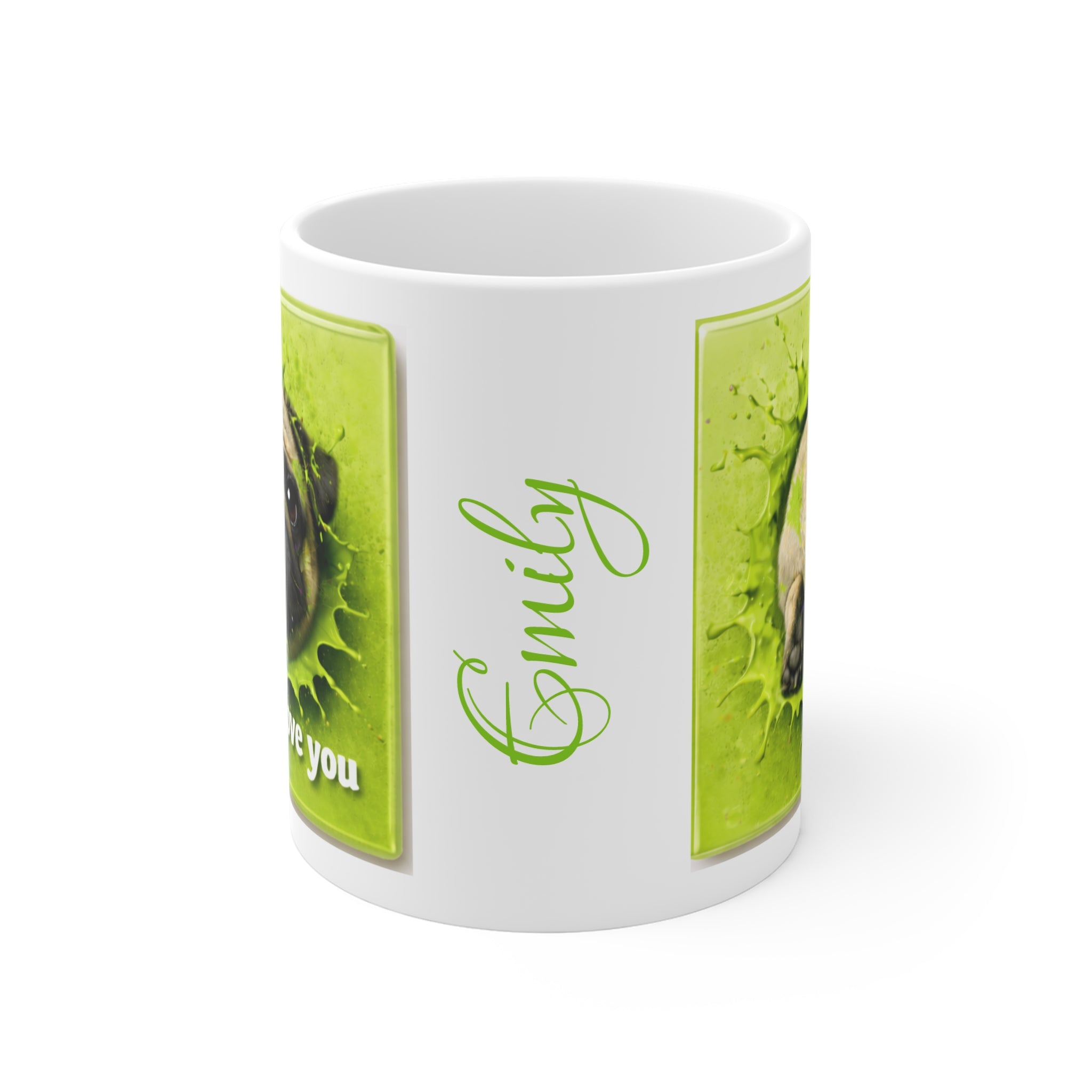 Pug Love Coffee Mug - "I Puggin' Love You" Personalized Pet Name Ceramic Mug