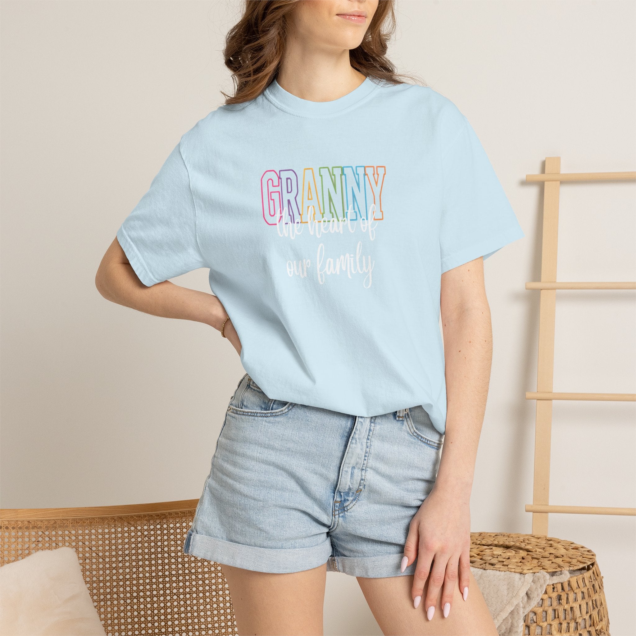 Grandma T-Shirt — "Grandma the Heart of Our Family" Pastel Comfort Tee