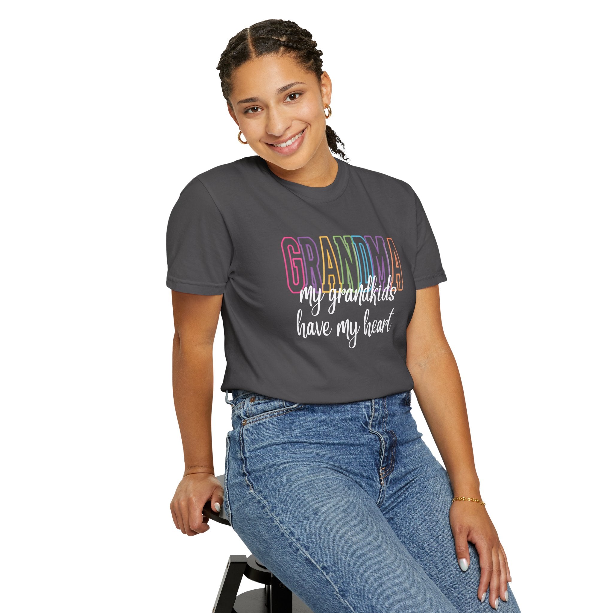 Grandma T-Shirt — "My Grandkids Have My Heart" Pastel Graphic Tee