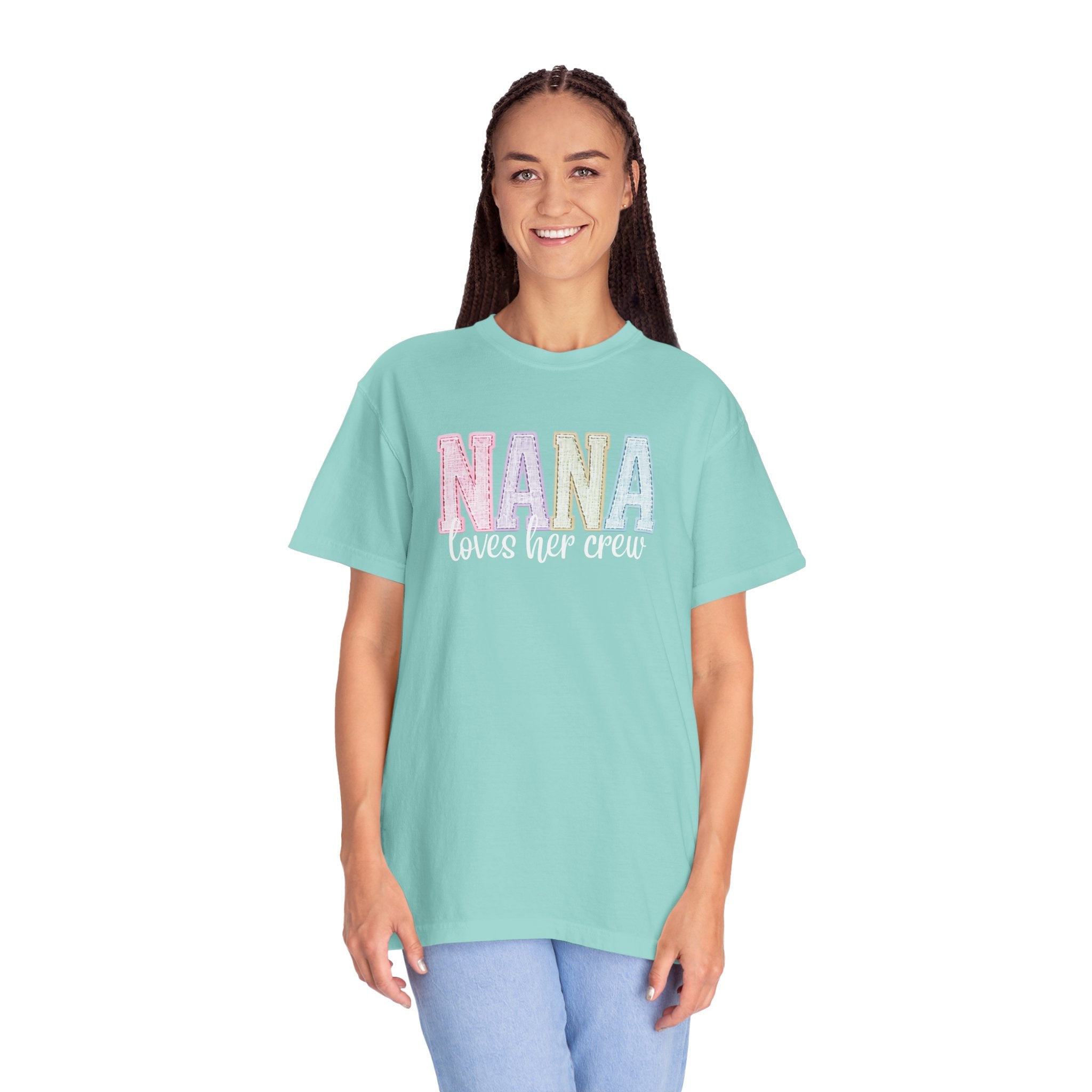 Nana Pastel Varsity T-Shirt — Soft Vintage Lettering Gift for Grandma (Mother's Day/Birthday)