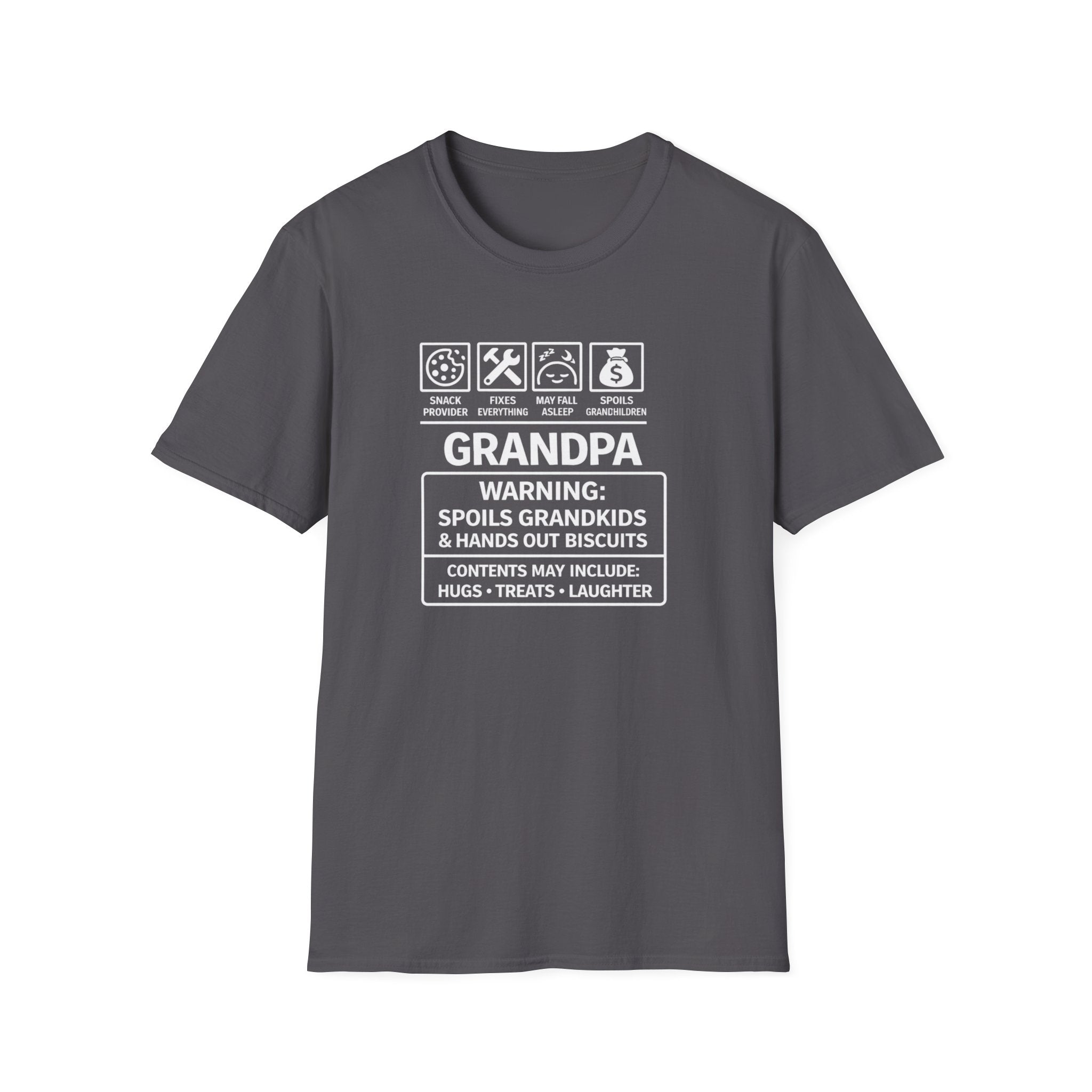 Grandpa Warning T-Shirt – ‘Spoils Grandkids & Hands Out Biscuits’ Funny Grandpa Tee