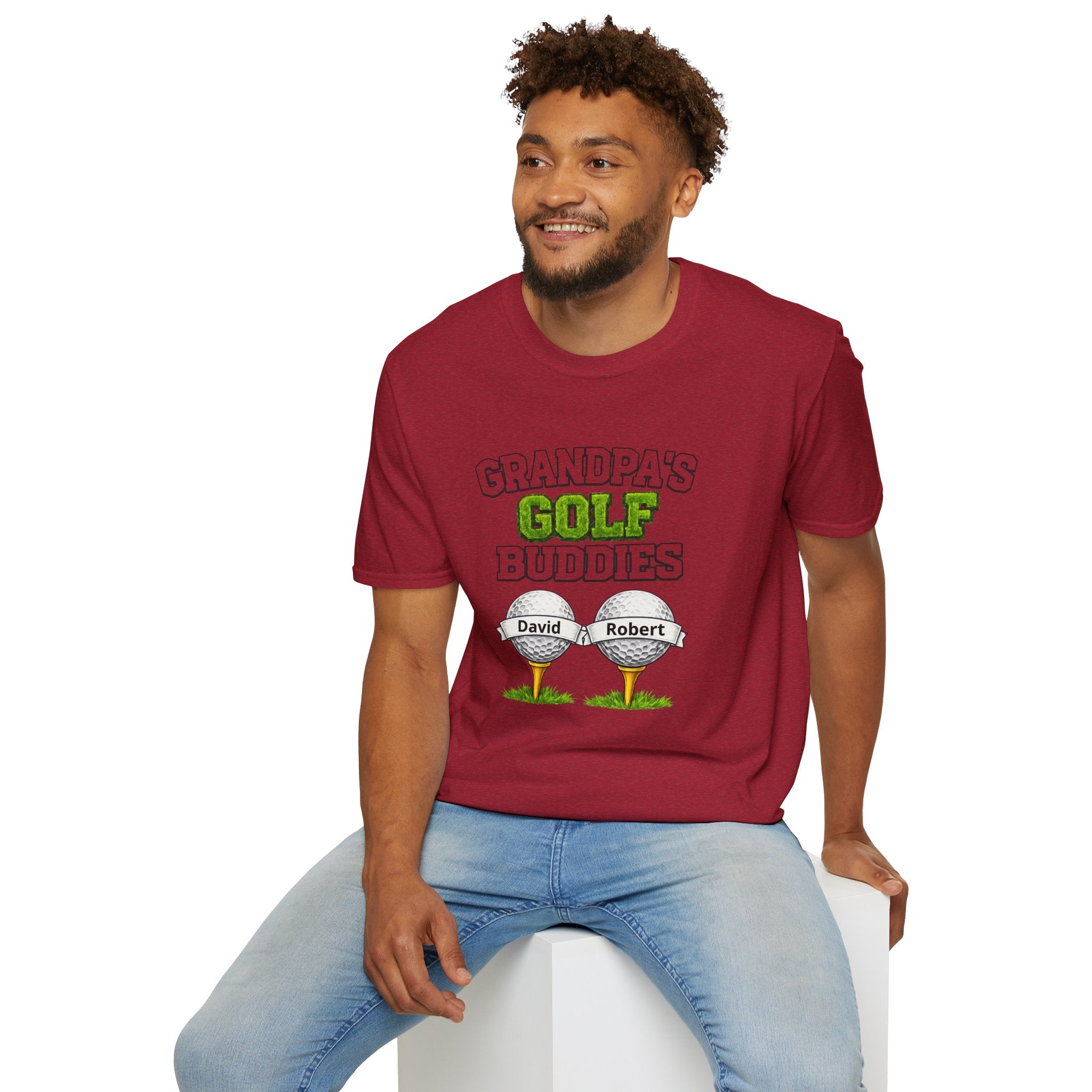 Grandpa’s Golf Buddies T-Shirt — Personalized Names on Golf Balls
