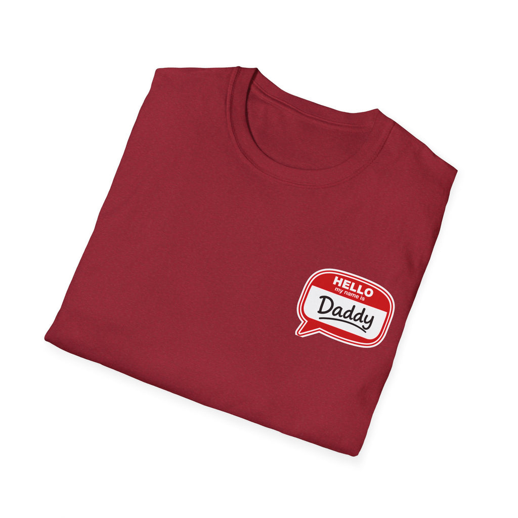 Daddy Name Tag T-Shirt - 'Hello Daddy' Retro Speech Bubble Tee