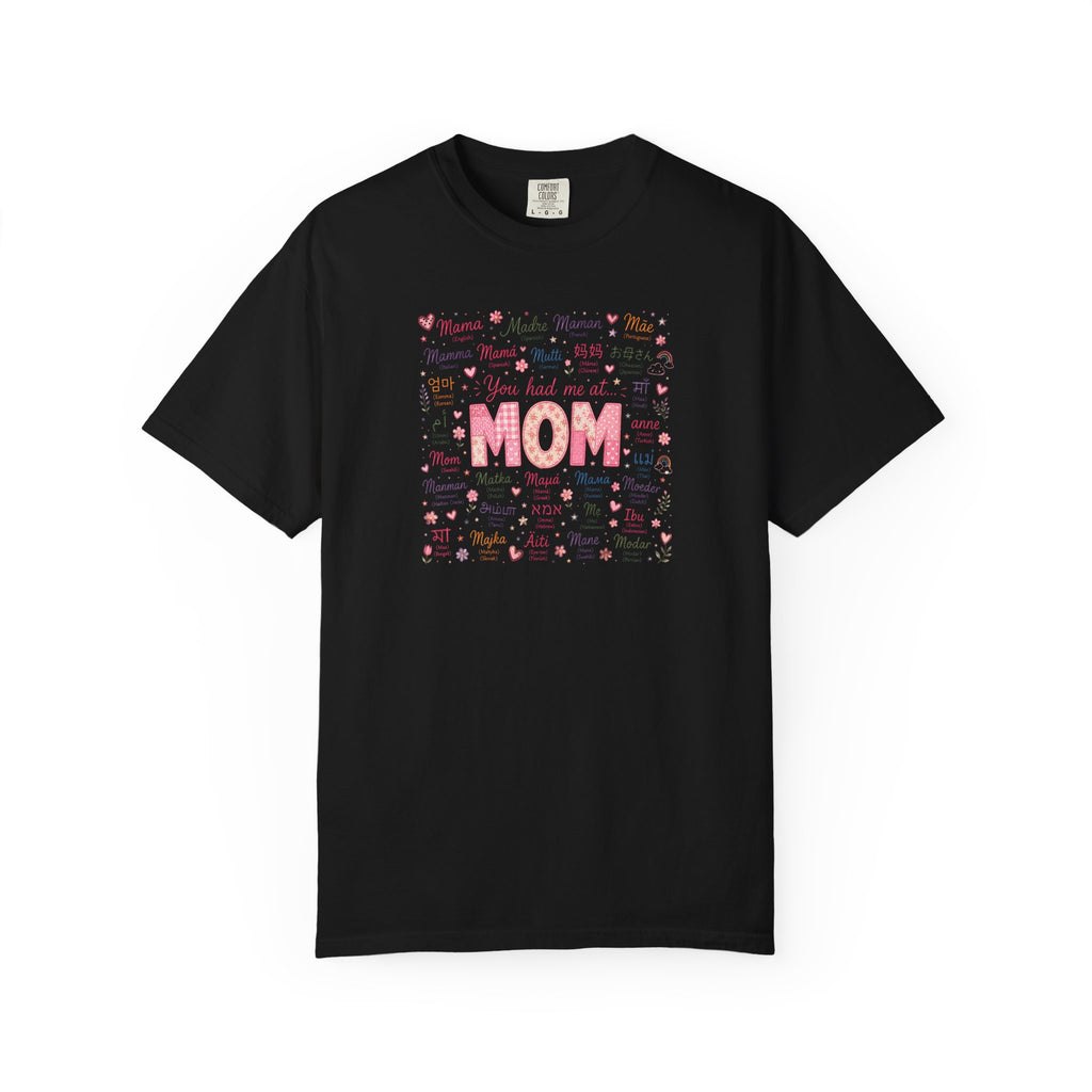 Mom Hearts Graphic T-Shirt — Cute Pink 'You had me at MOM' Mother's Day Tee