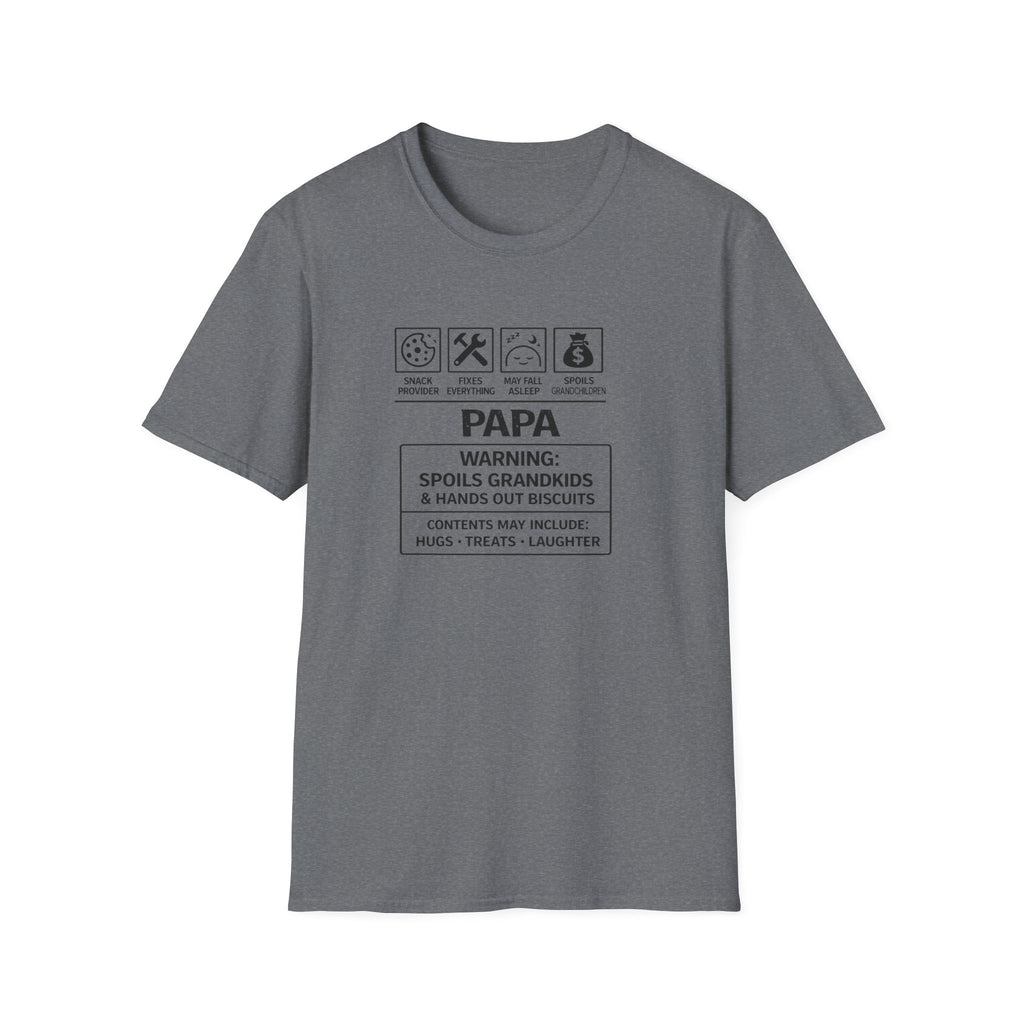 Papa Warning T-Shirt – ‘Spoils Grandkids’ Funny Grandpa Gift Tee