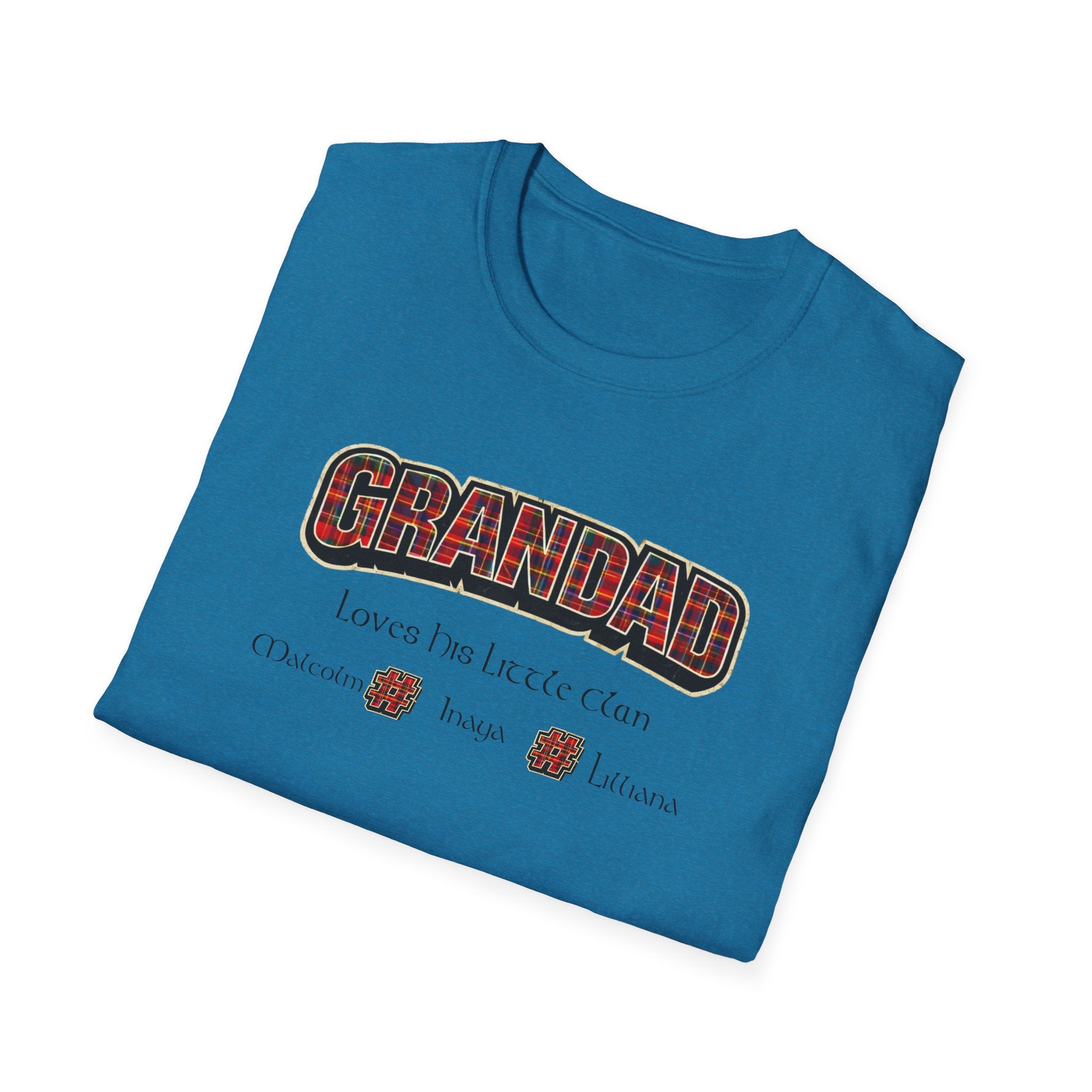 Grandad Plaid Family T-Shirt — "Loved by the Little Clan" Gift Tee
