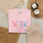 Becoming a Nana T-Shirt — "Becoming a Nana means my heart grows bigger with every little giggle" Cute Grandma Gift