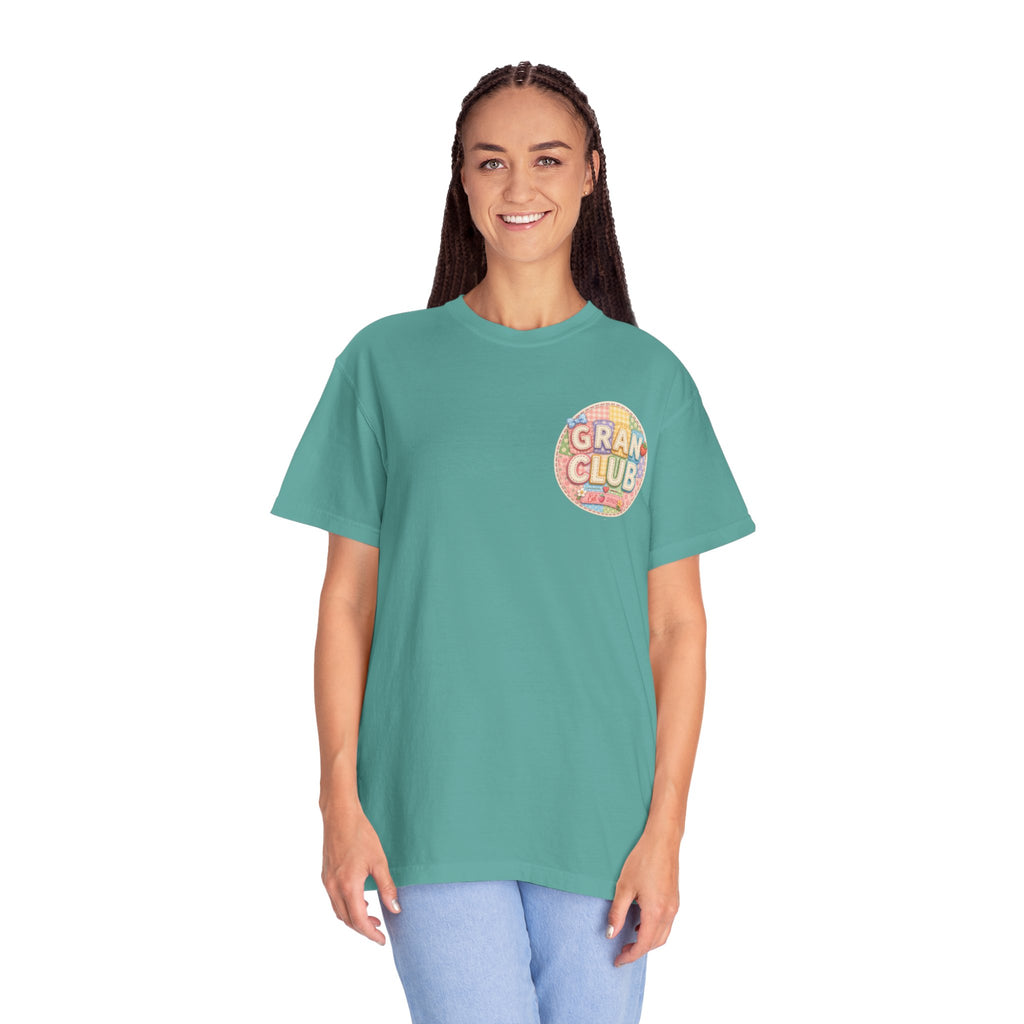 T-Shirt — "Gran Club" Retro Floral Badge Tee