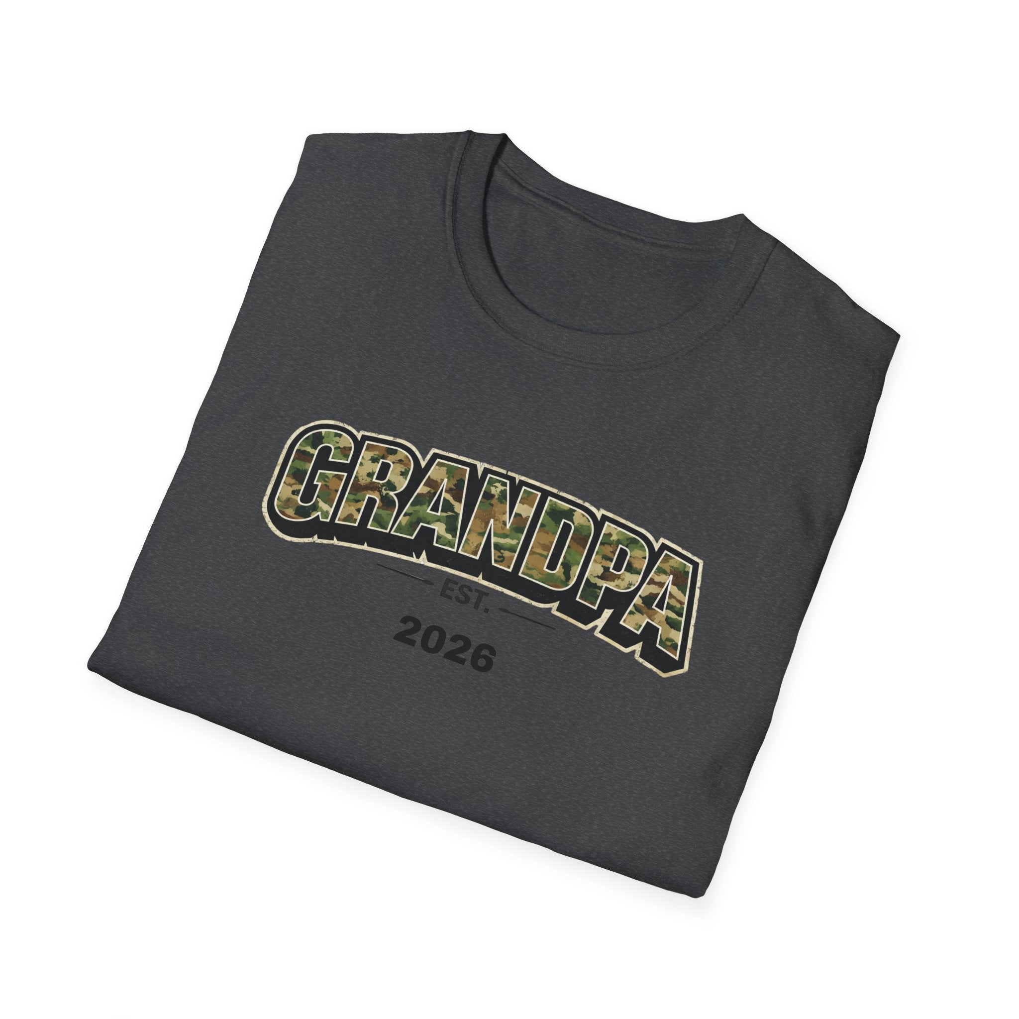Grandpa T-Shirt – Camo 'Grandpa' Design with EST. 2026 – New Grandpa Gift