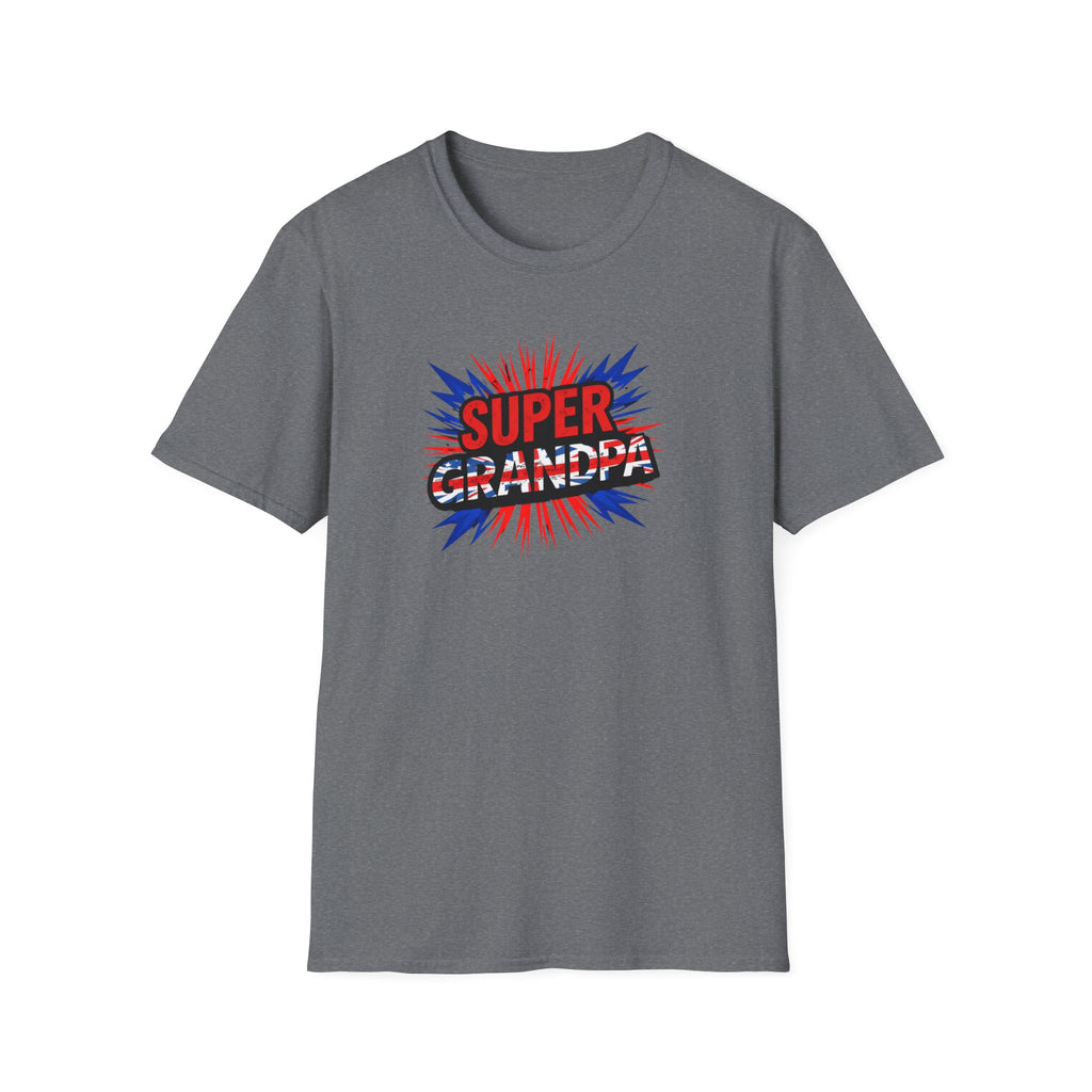 Super Grandpa T-Shirt Union Jack/England themed – Retro Comic Style Father’s Day Gift for Grandfathers