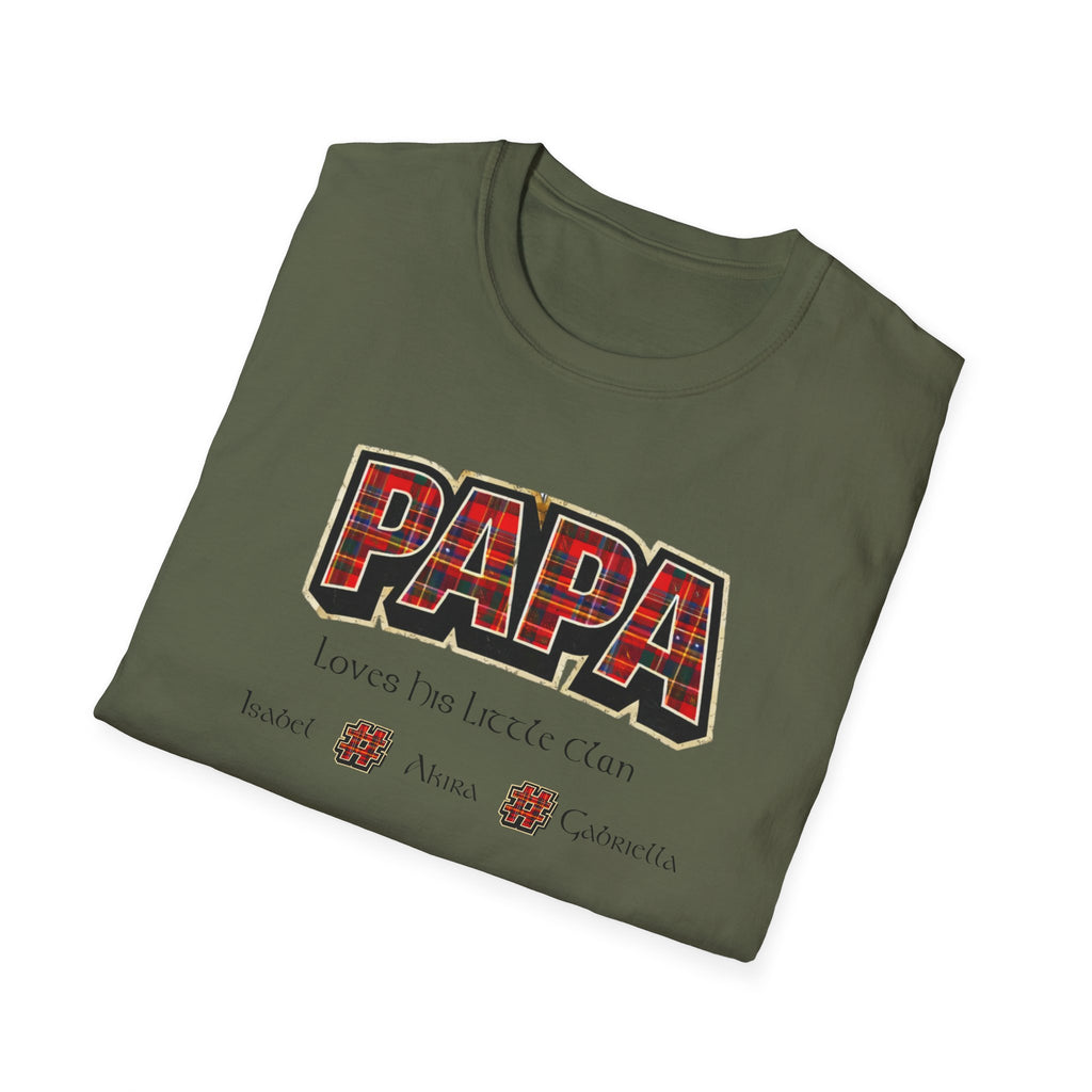 Papa Plaid T-Shirt – "Papa Loves his Little Clan" Grandfather Gift for Father's Day
