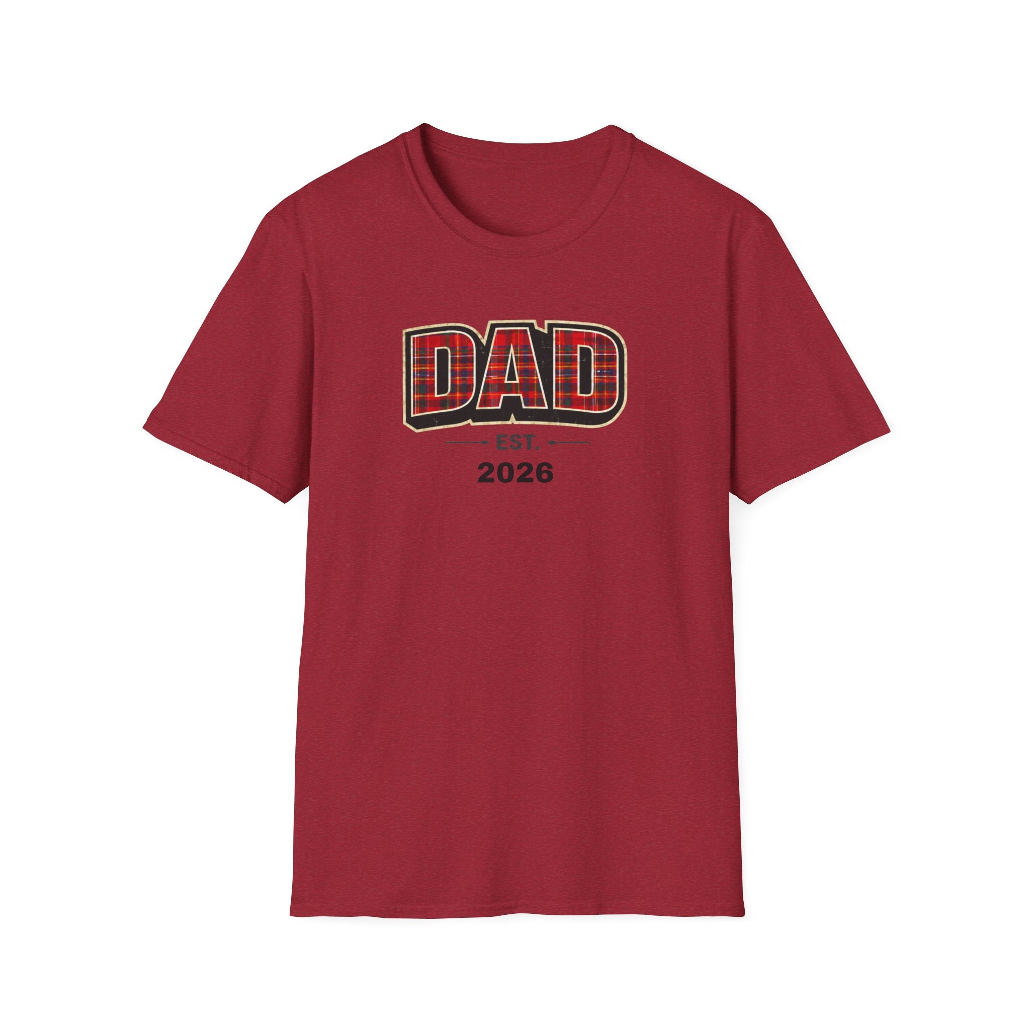 Dad Plaid Design T-Shirt — DAD Est. 2026 New Dad Gift