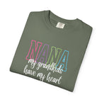 Nana Pastel Rainbow Tee — 'NANA' Floral Outline Grandma T-Shirt