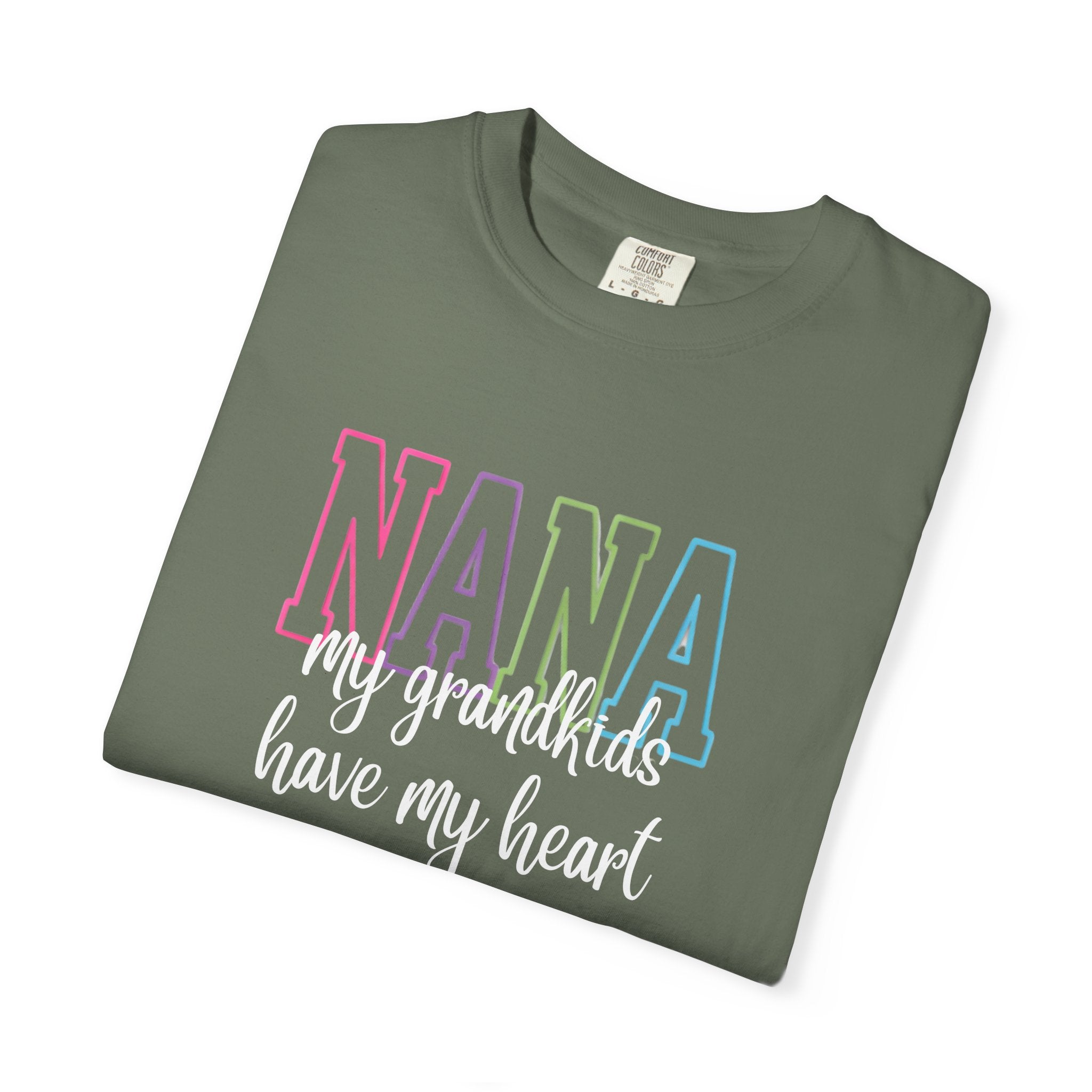 Nana Pastel Rainbow Tee — 'NANA' Floral Outline Grandma T-Shirt