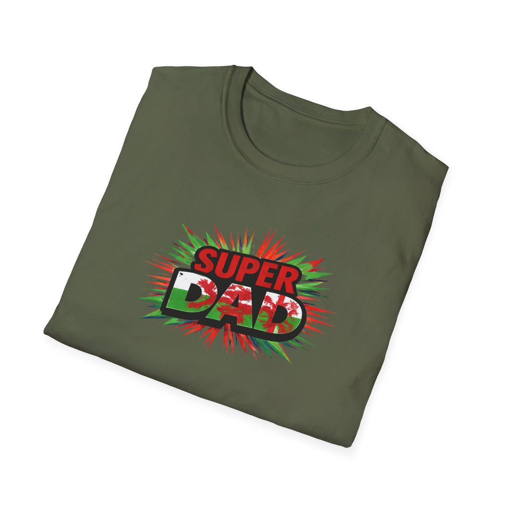 Super Dad Graphic T-Shirt — Wales Flag themed Retro Comic Father's Day Tee