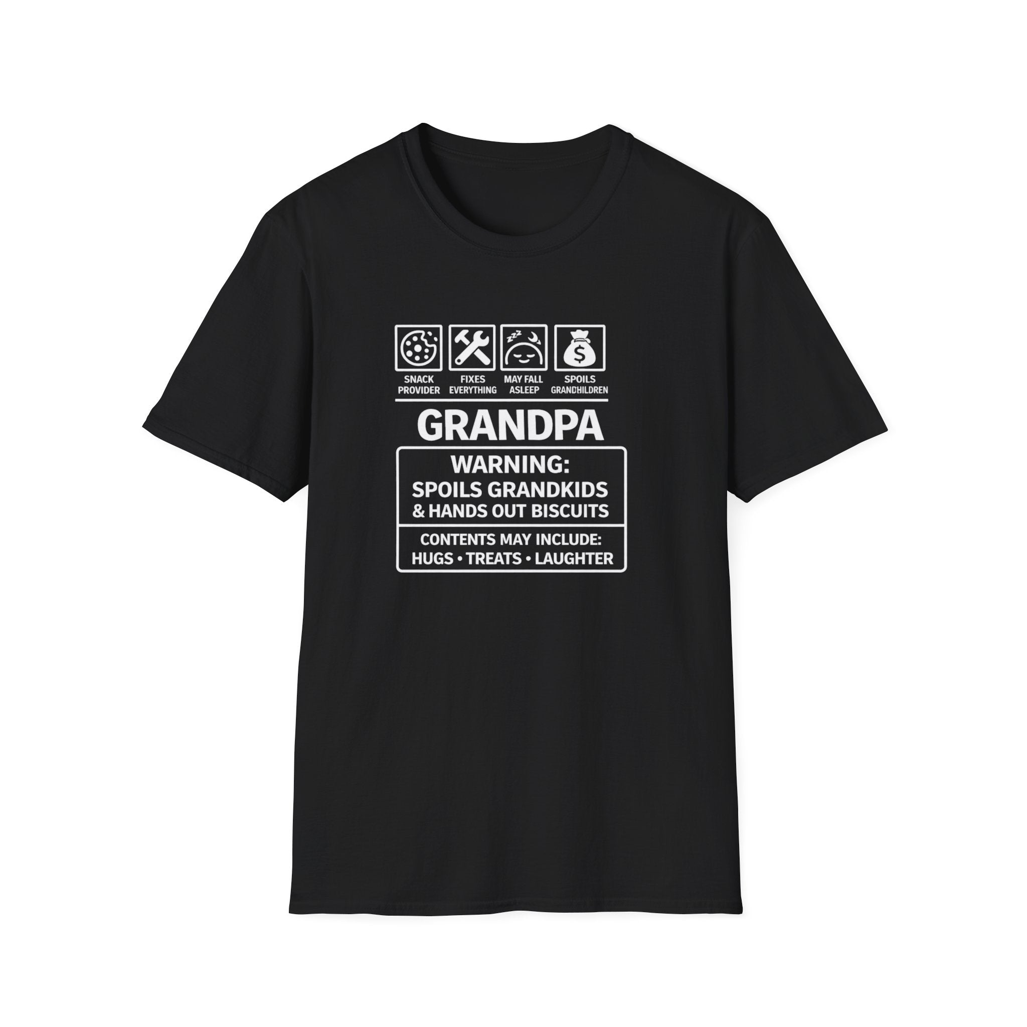 Grandpa Warning T-Shirt – ‘Spoils Grandkids & Hands Out Biscuits’ Funny Grandpa Tee