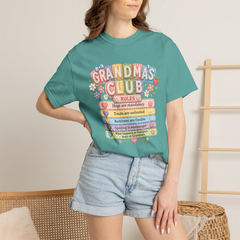 Grandma's Club T-Shirt — Cute Floral 'Grandma's Club' Rules Tee