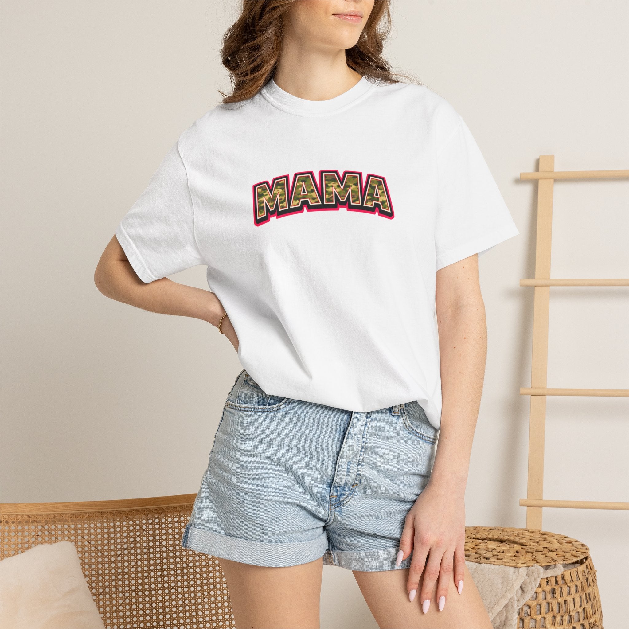 Mama Camo Retro T-Shirt — Vintage Lettering Mother's Day Tee