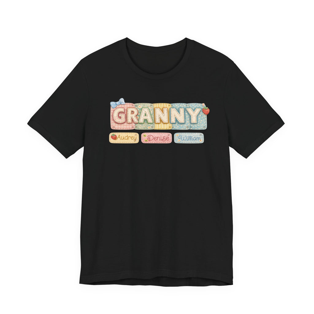 Granny Retro Nameplate T‑Shirt — Personalized Grandma Tee