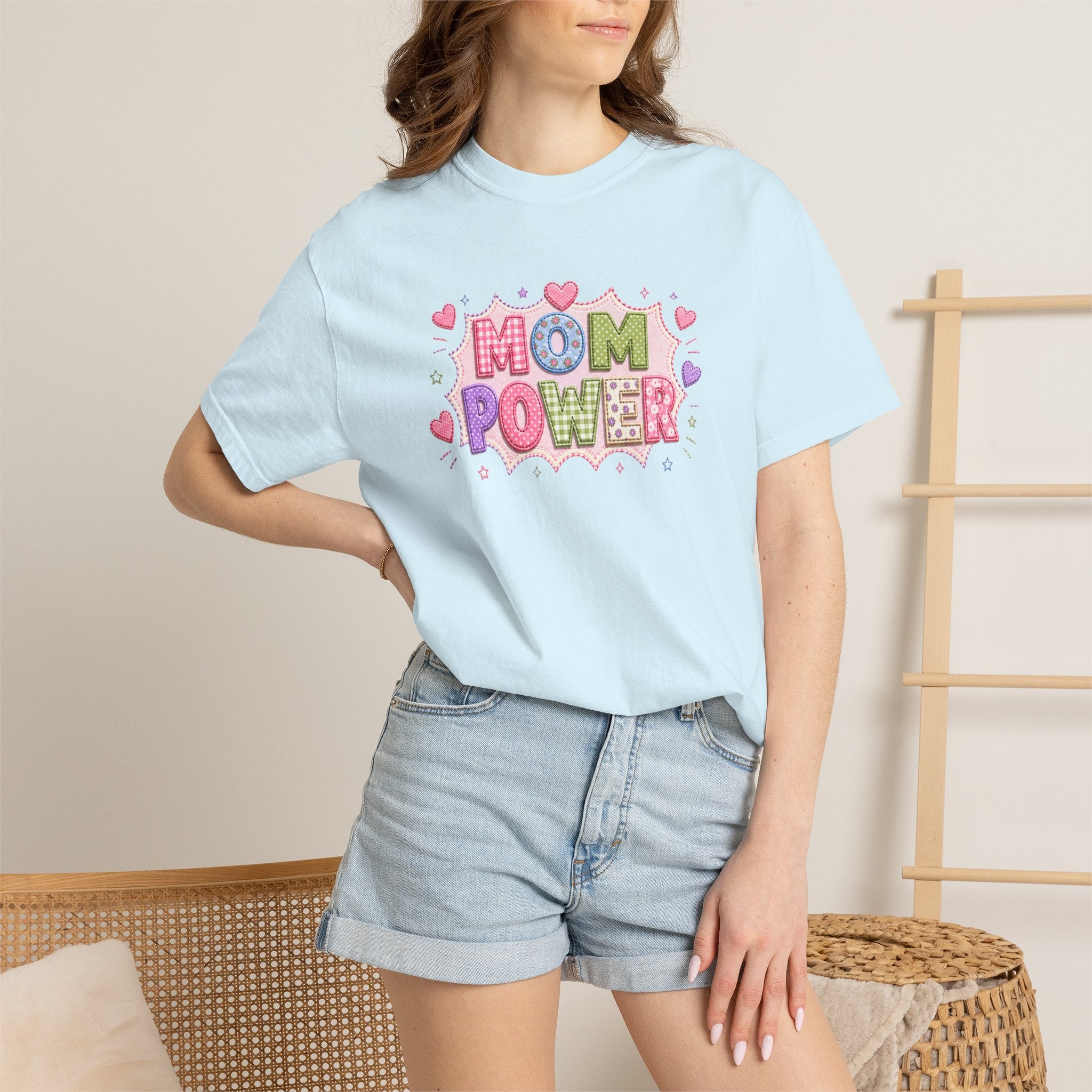 Mom Power T-Shirt — Cute Pastel Heart Mother's Day Tee