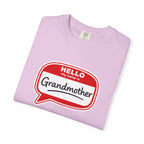 Hello My Name Is Grandmother T-Shirt - Retro Name Badge Tee for Moms & Grandmas