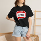 Hello My Name Is Granny T-Shirt - Funny Grandma Gift, Retro Name Badge Tee