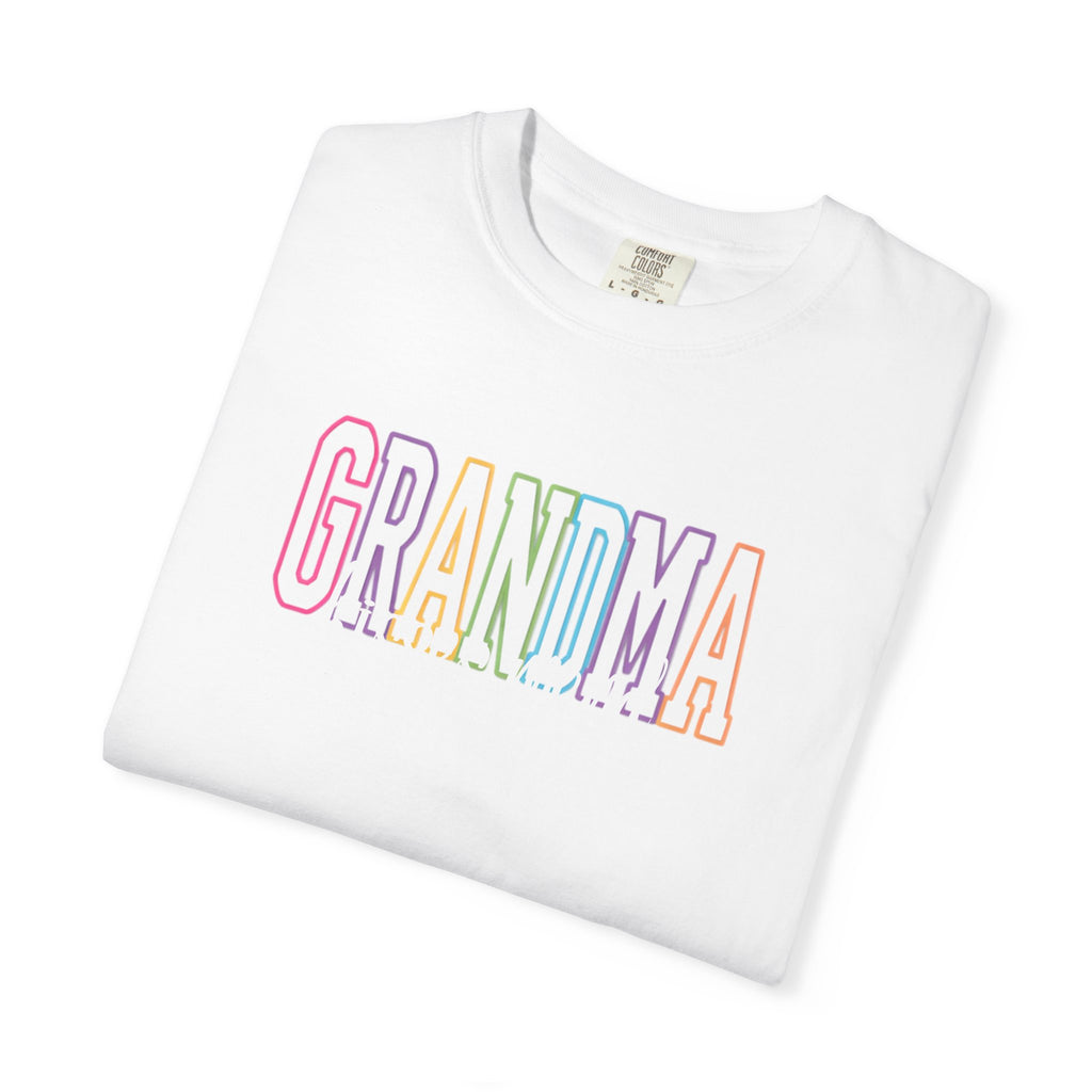 Grandma Pastel Rainbow T-Shirt — Retro Block Letter Grandma Tee